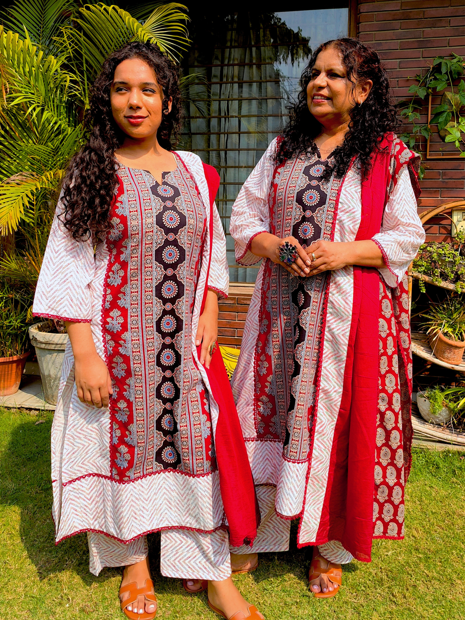Maroon Ajrakh Cotton Stitched Suit Set