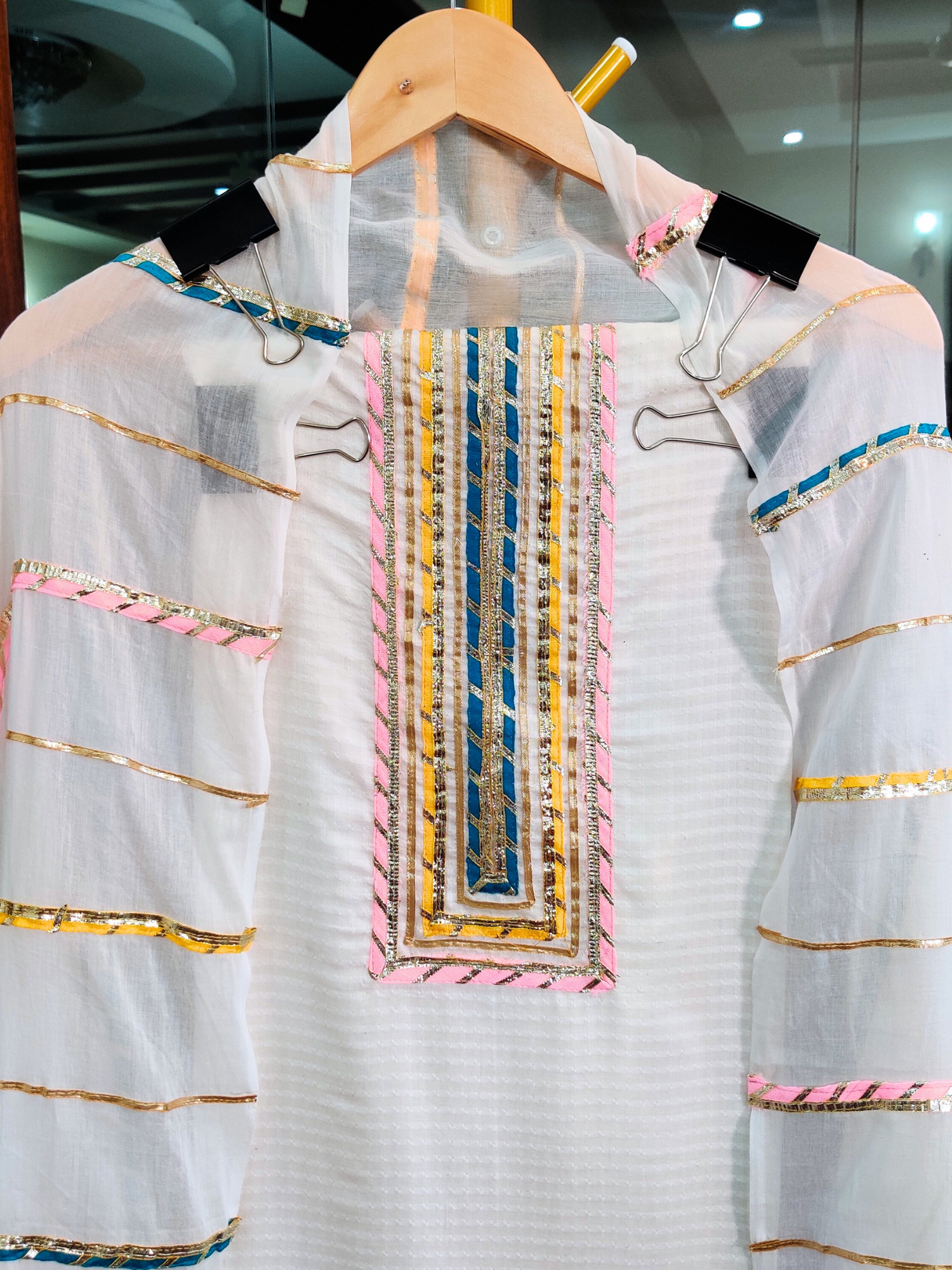 Magenta Handembroidered Cotton Chikankari Kurta