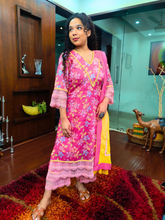 Pink Organza Embroidered Italian Lace Stitched Suit Set