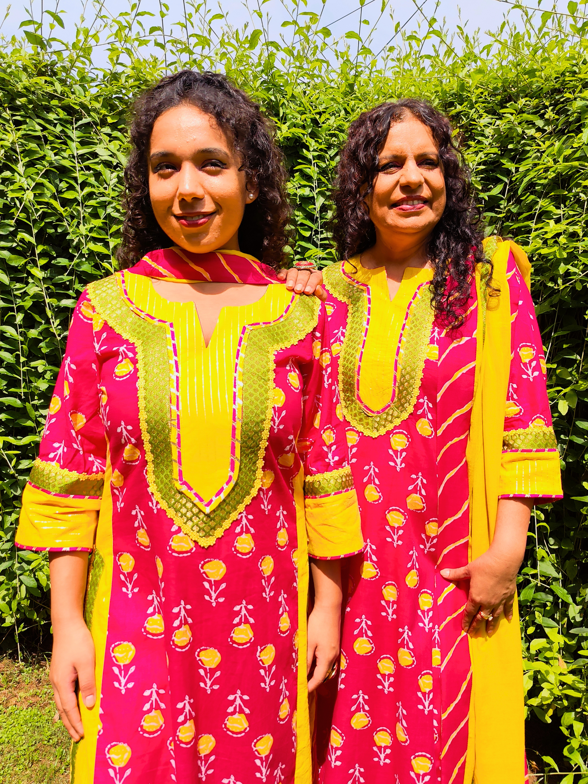 Magenta Digital Printed Cotton Stitched Suit Set