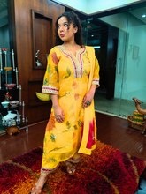 Yellow Organza Embroidered Golden Gota Stitched Suit Set