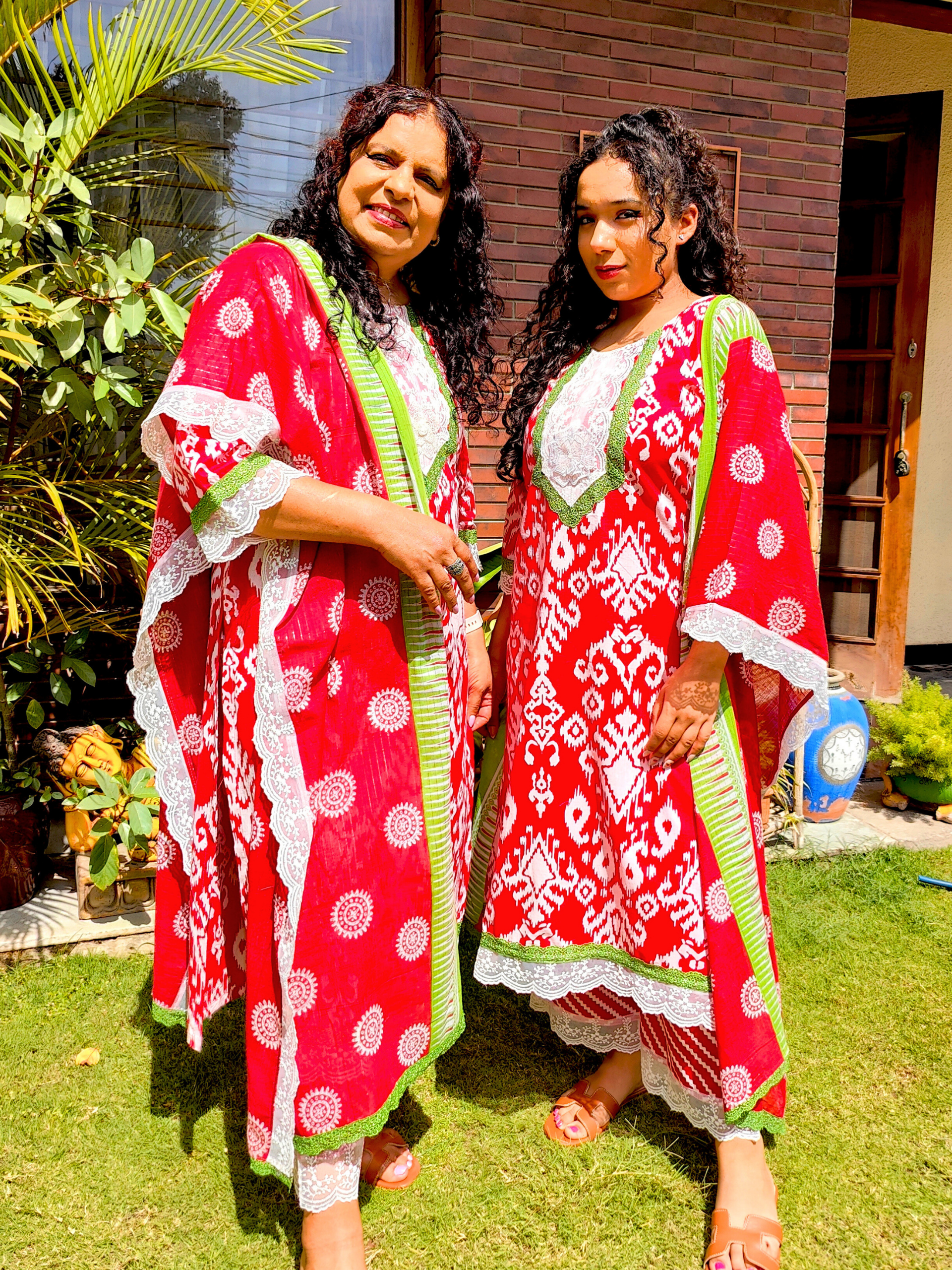 Red Digital Printed Cotton Stitched Suit Set