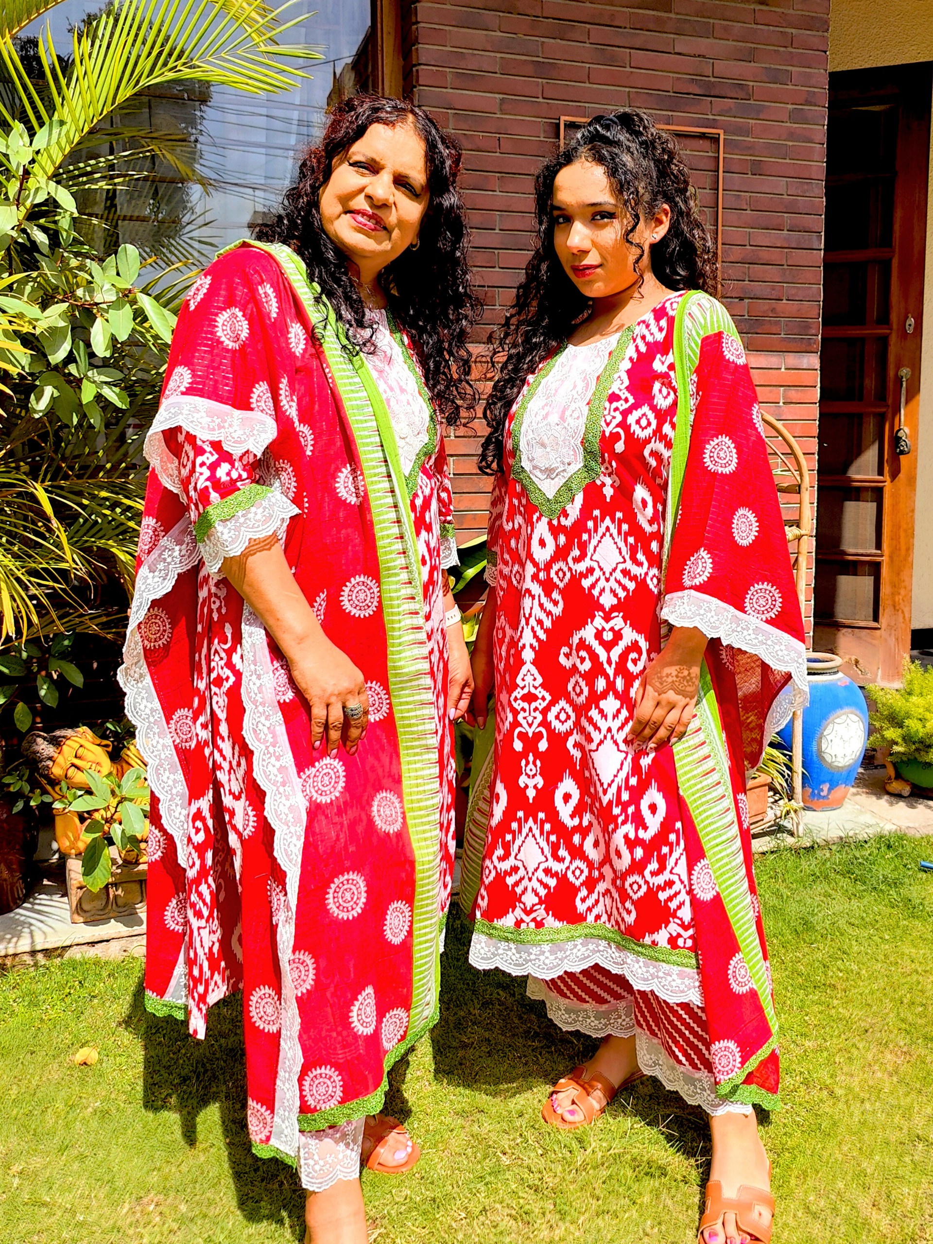 Red Digital Printed Cotton Stitched Suit Set