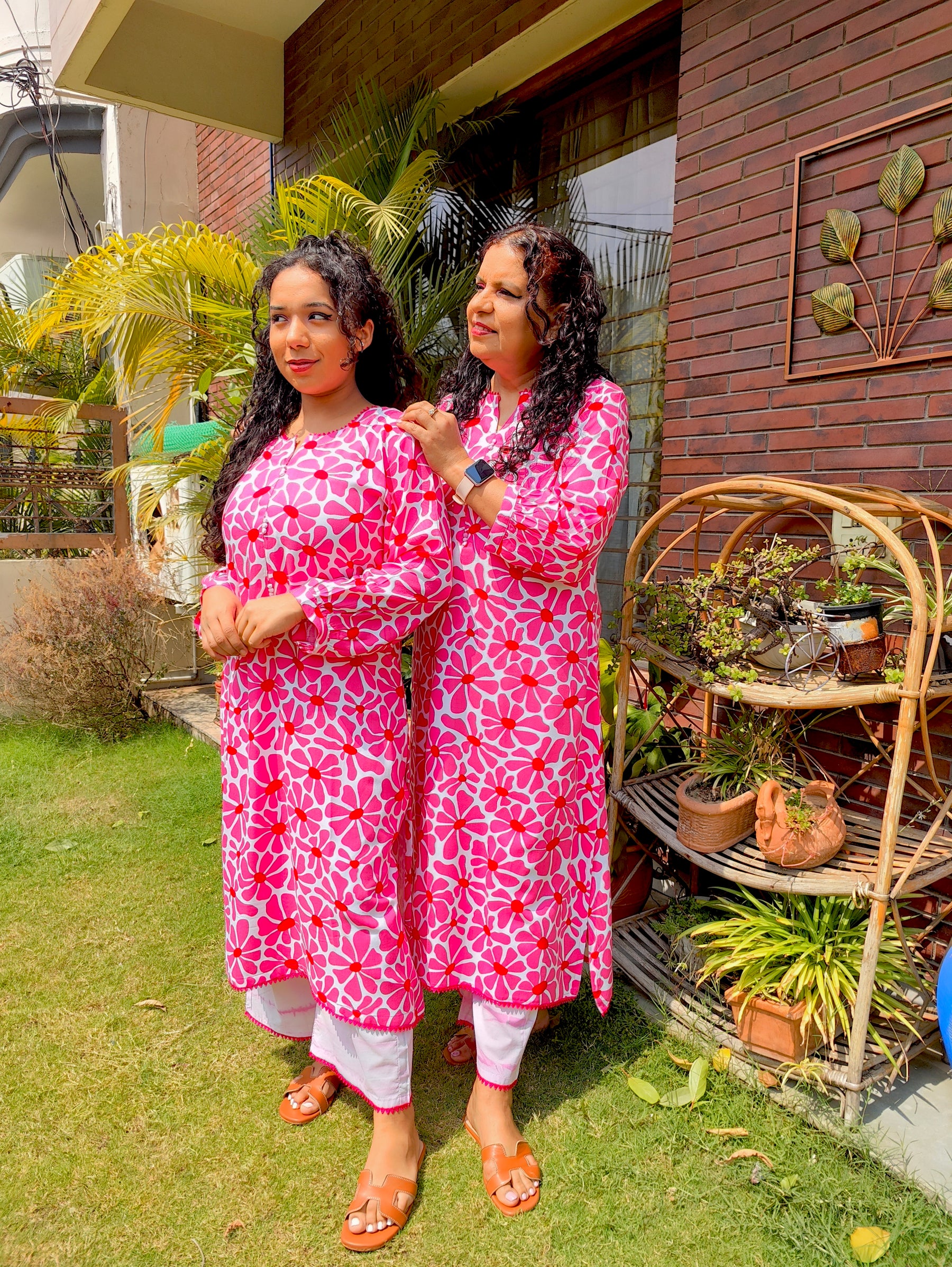 Pink Digital Printed Magenta Lace Cotton Stitched Co-Ord Set