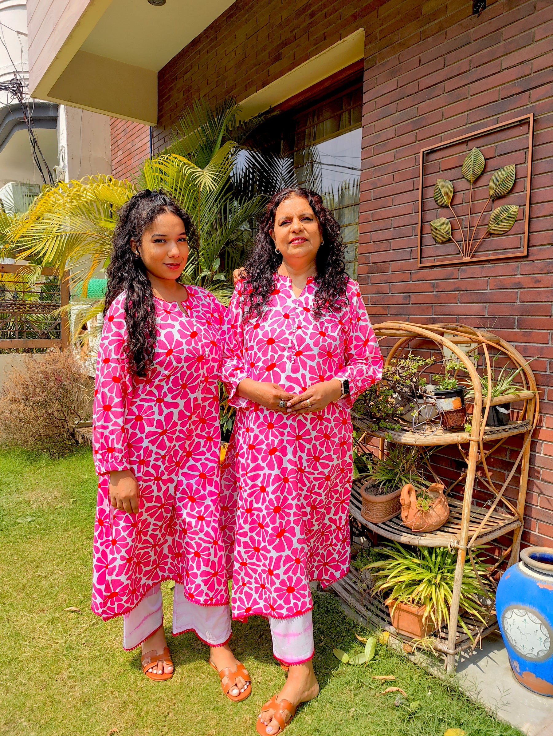 Pink Digital Printed Magenta Lace Cotton Stitched Co-Ord Set