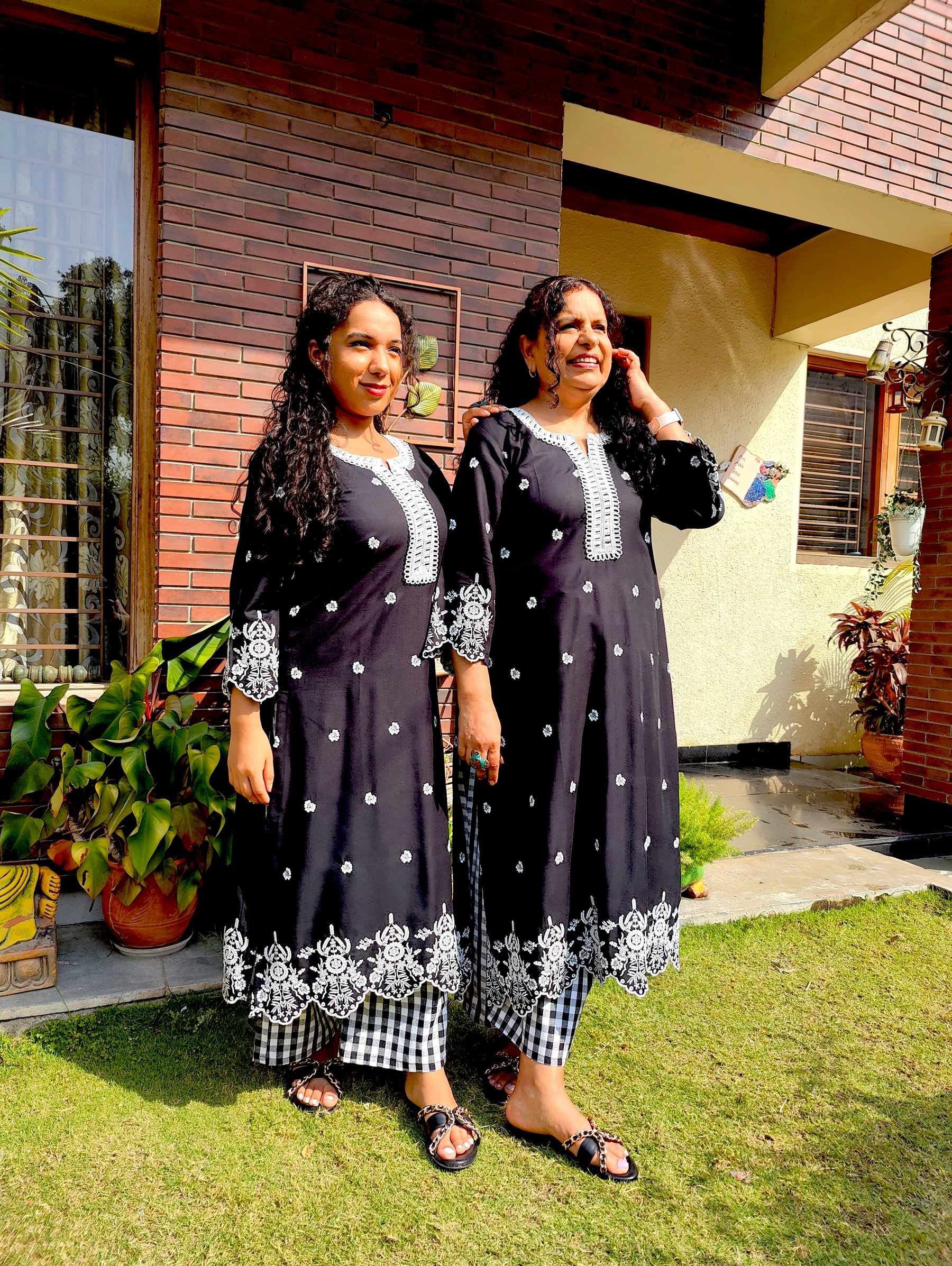 Black Embroidered Cotton Stitched Co-Ord Set