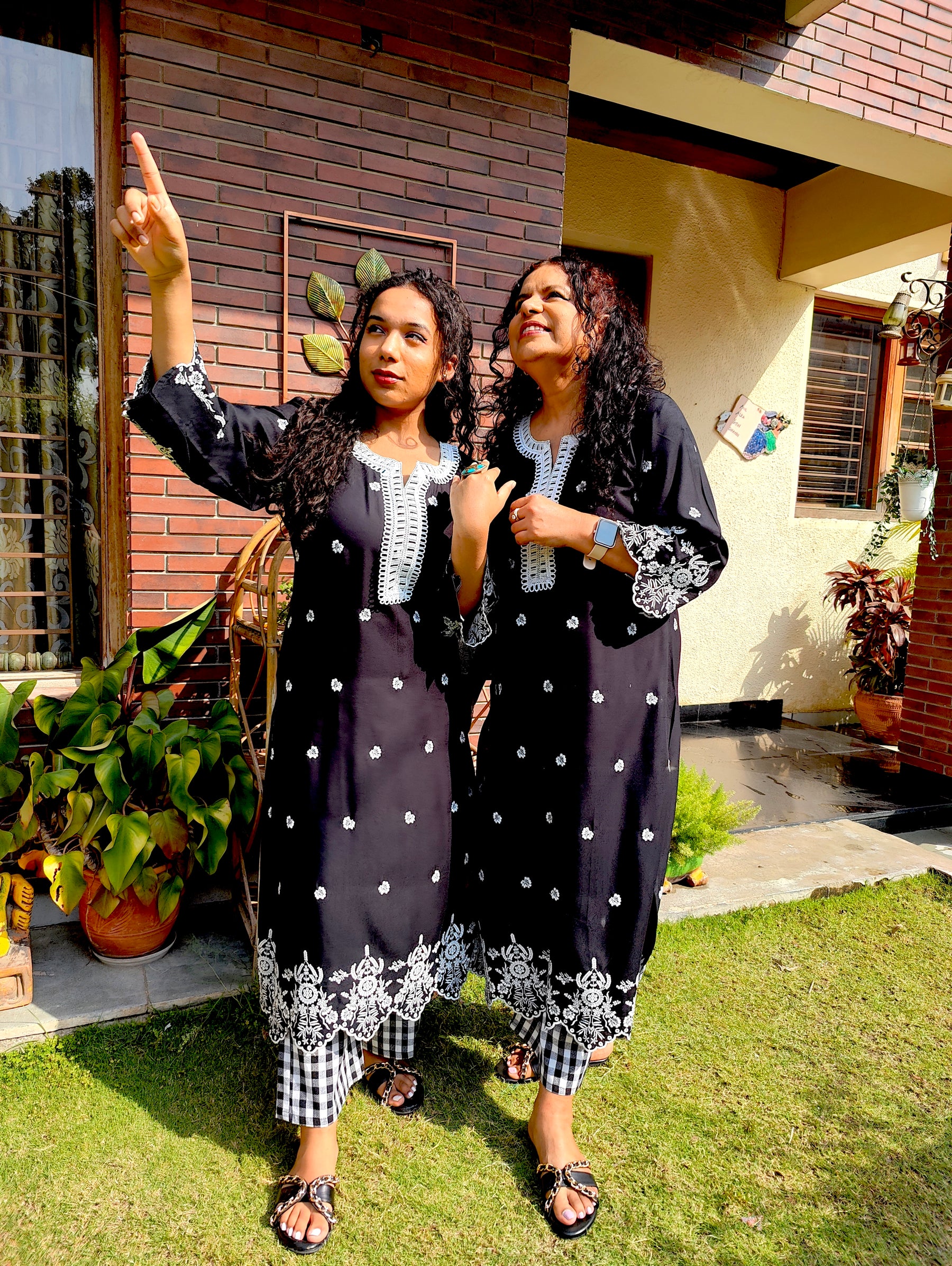 Black Embroidered Cotton Stitched Co-Ord Set