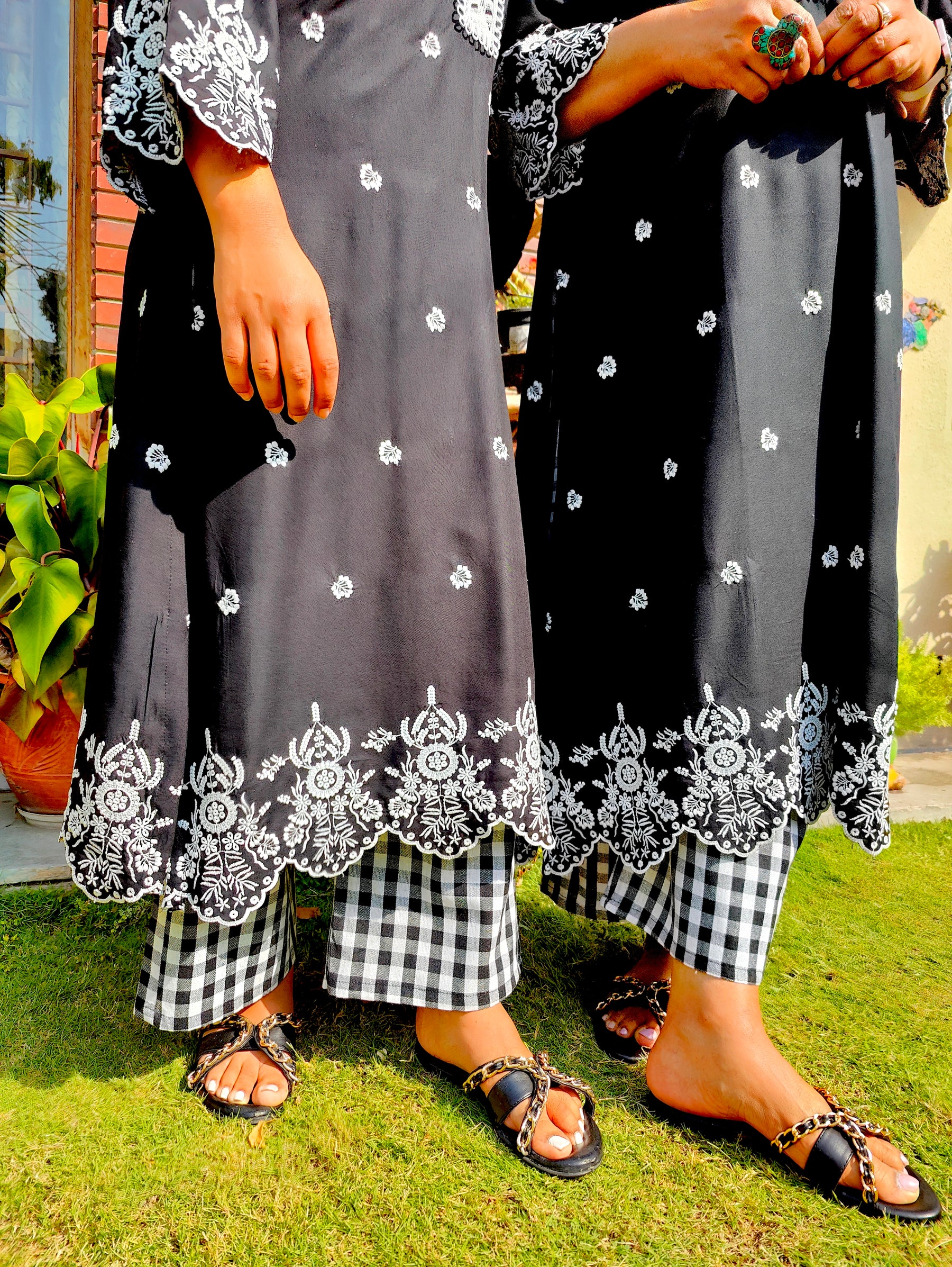 Black Embroidered Cotton Stitched Co-Ord Set