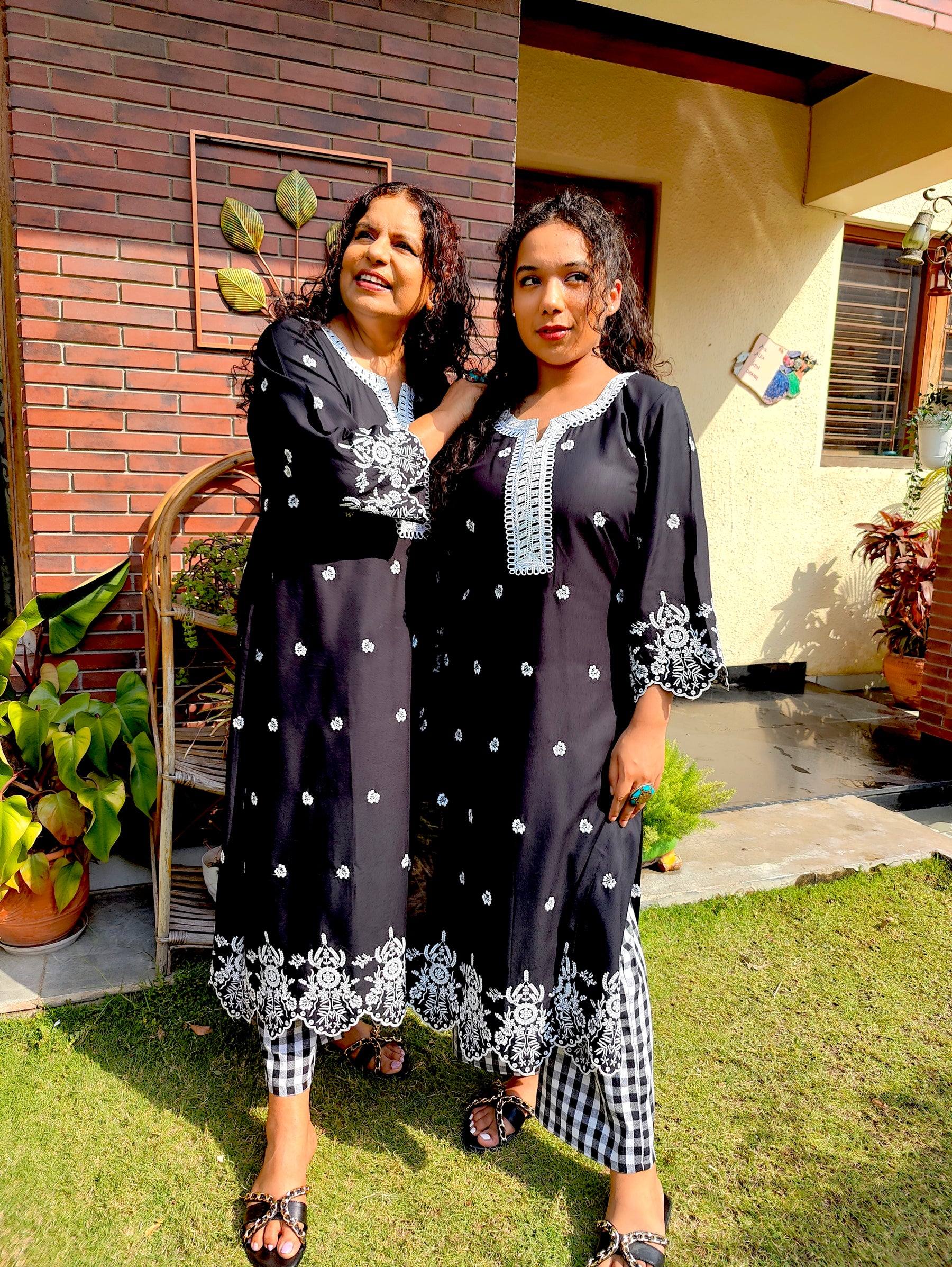 Black Embroidered Cotton Stitched Co-Ord Set