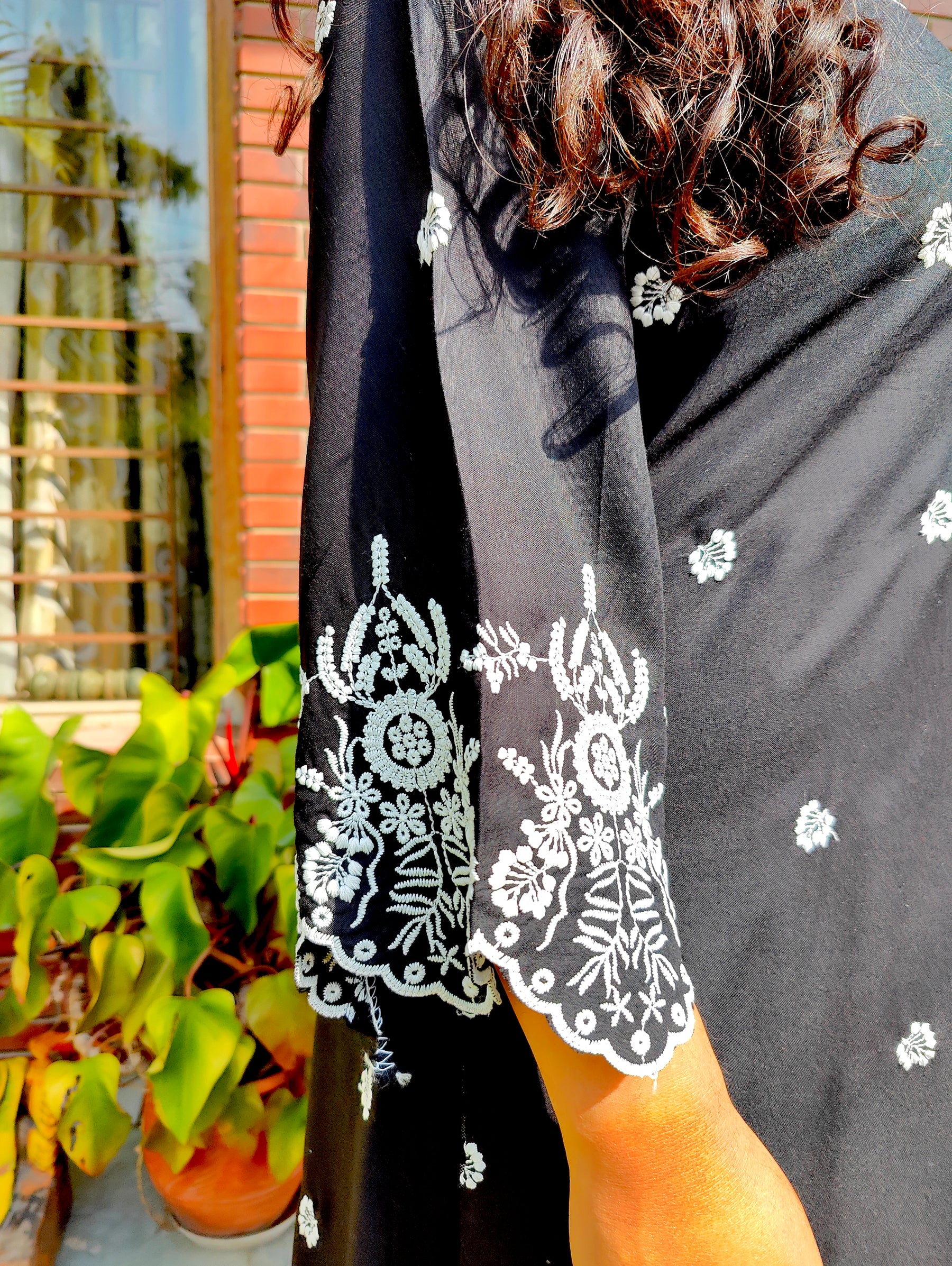 Black Embroidered Cotton Stitched Co-Ord Set