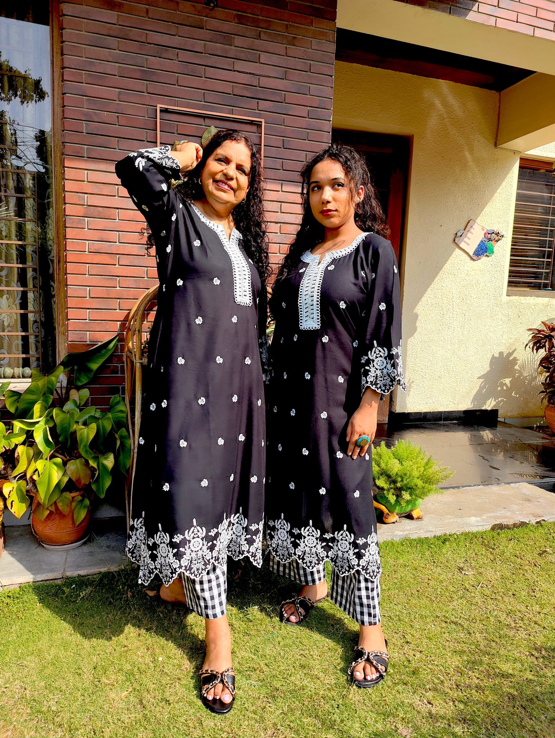 Black Embroidered Cotton Stitched Co-Ord Set