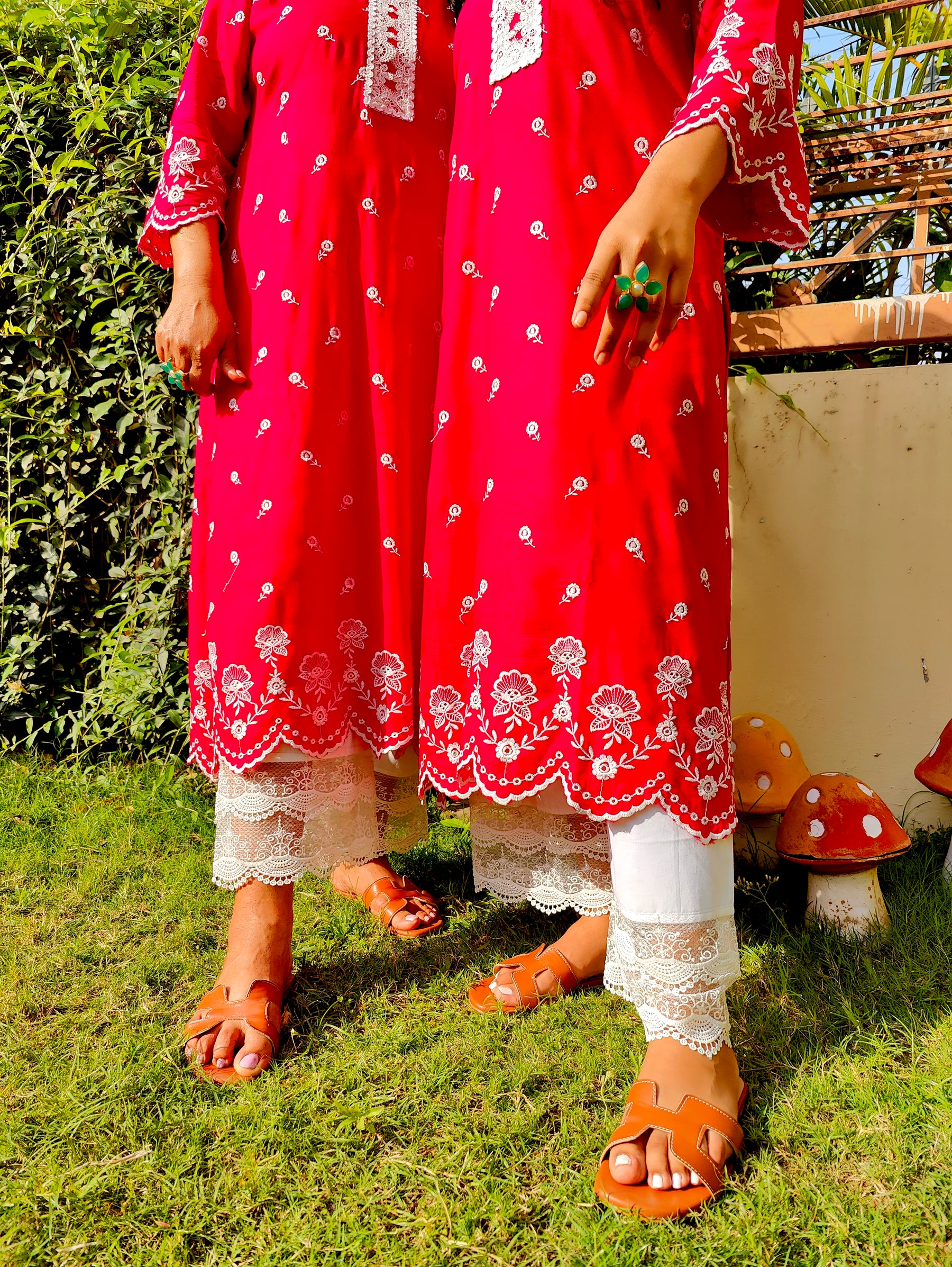 Magenta Embroidered Cotton Stitched Co-Ord Set