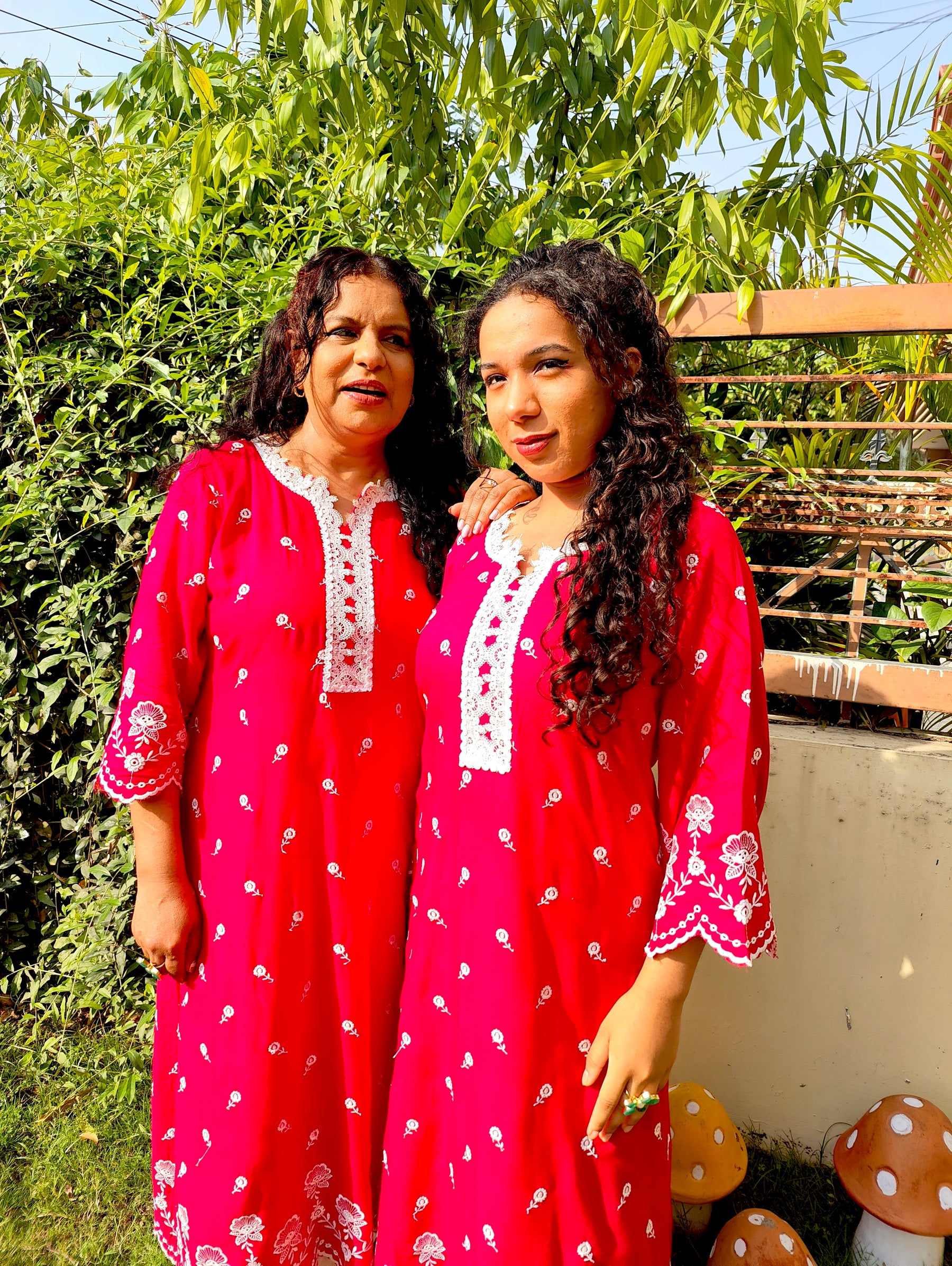 Magenta Embroidered Cotton Stitched Co-Ord Set