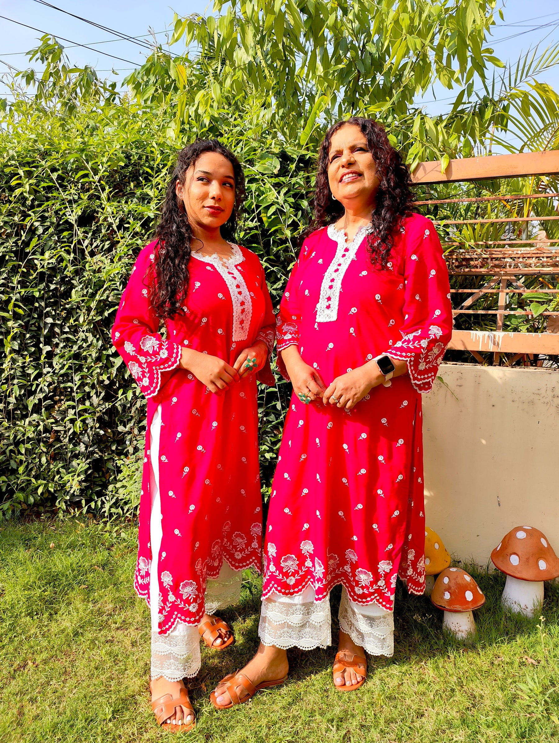 Magenta Embroidered Cotton Stitched Co-Ord Set