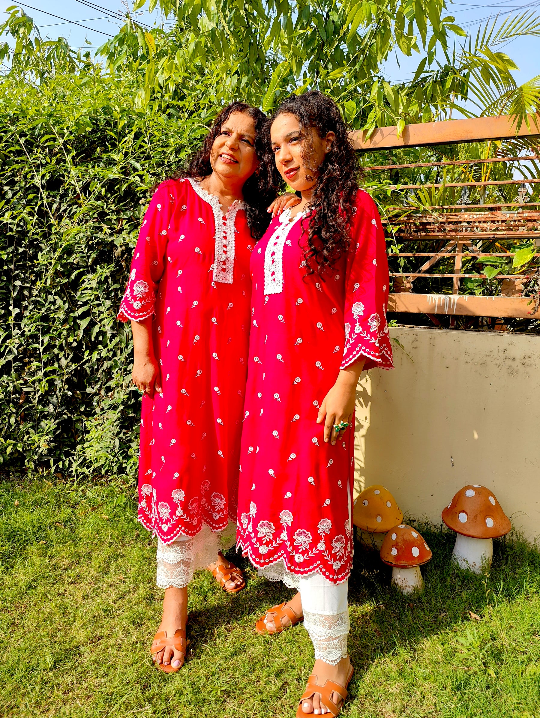 Magenta Embroidered Cotton Stitched Co-Ord Set