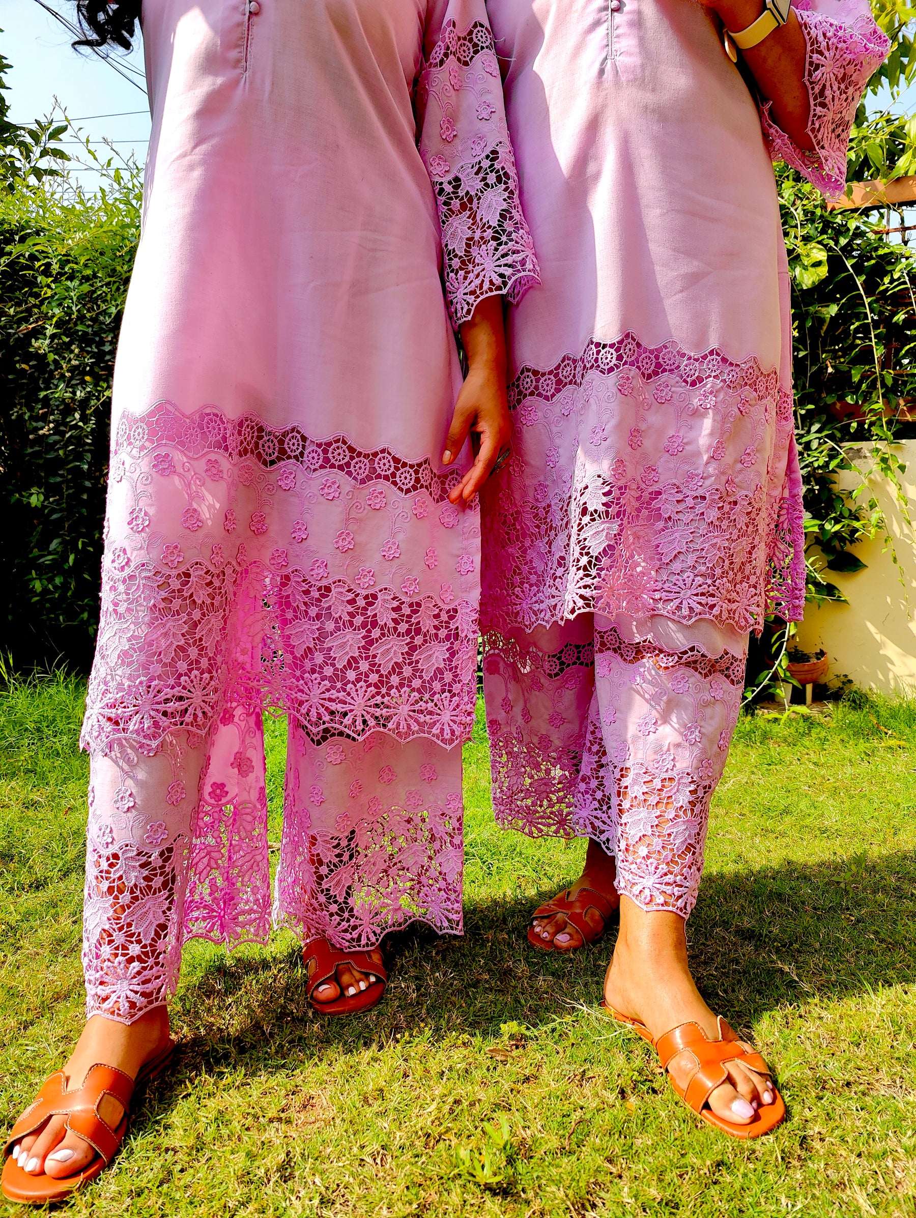 Lilac Embroidered Cotton Stitched Co-Ord Set