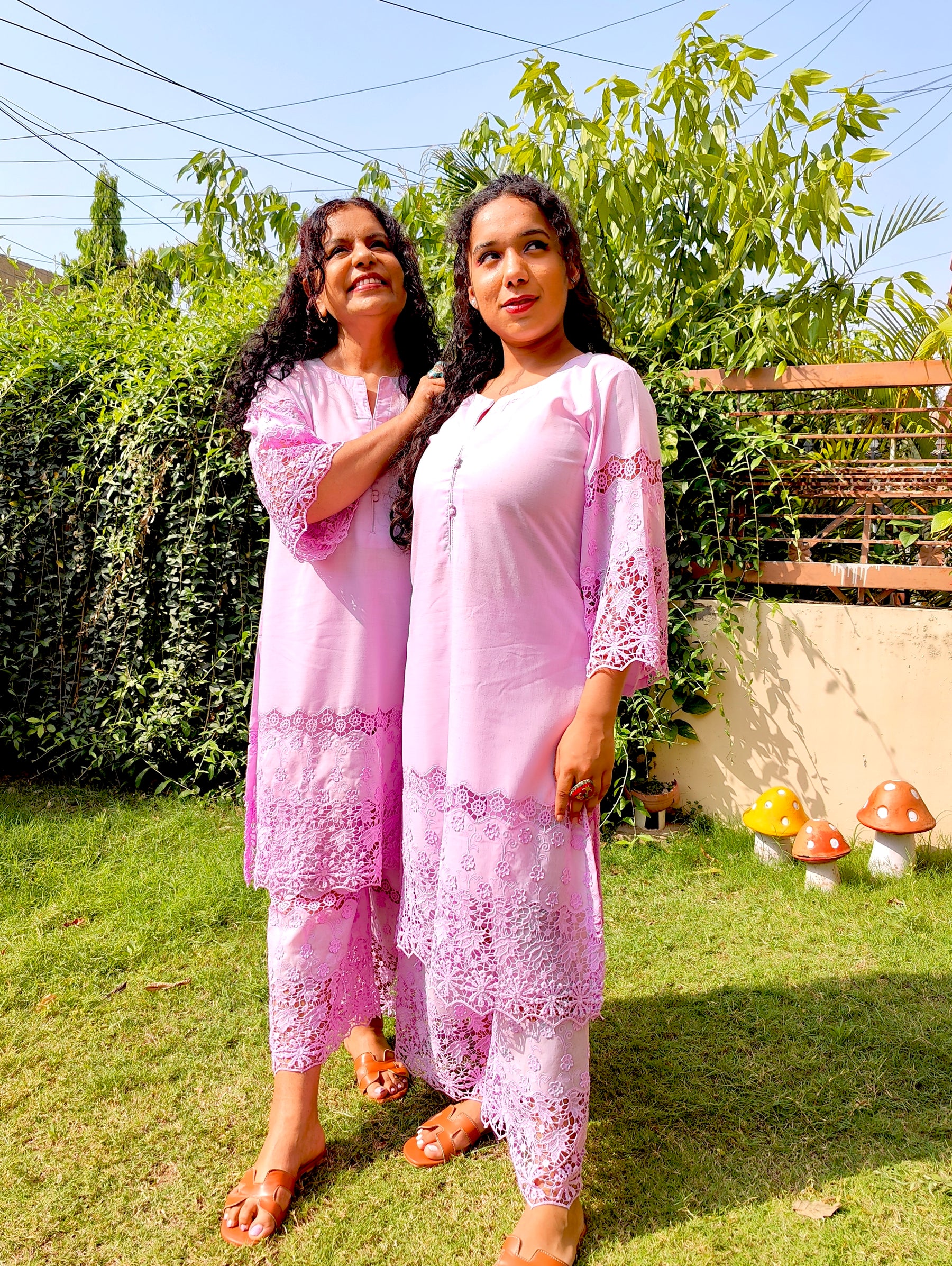 Lilac Embroidered Cotton Stitched Co-Ord Set