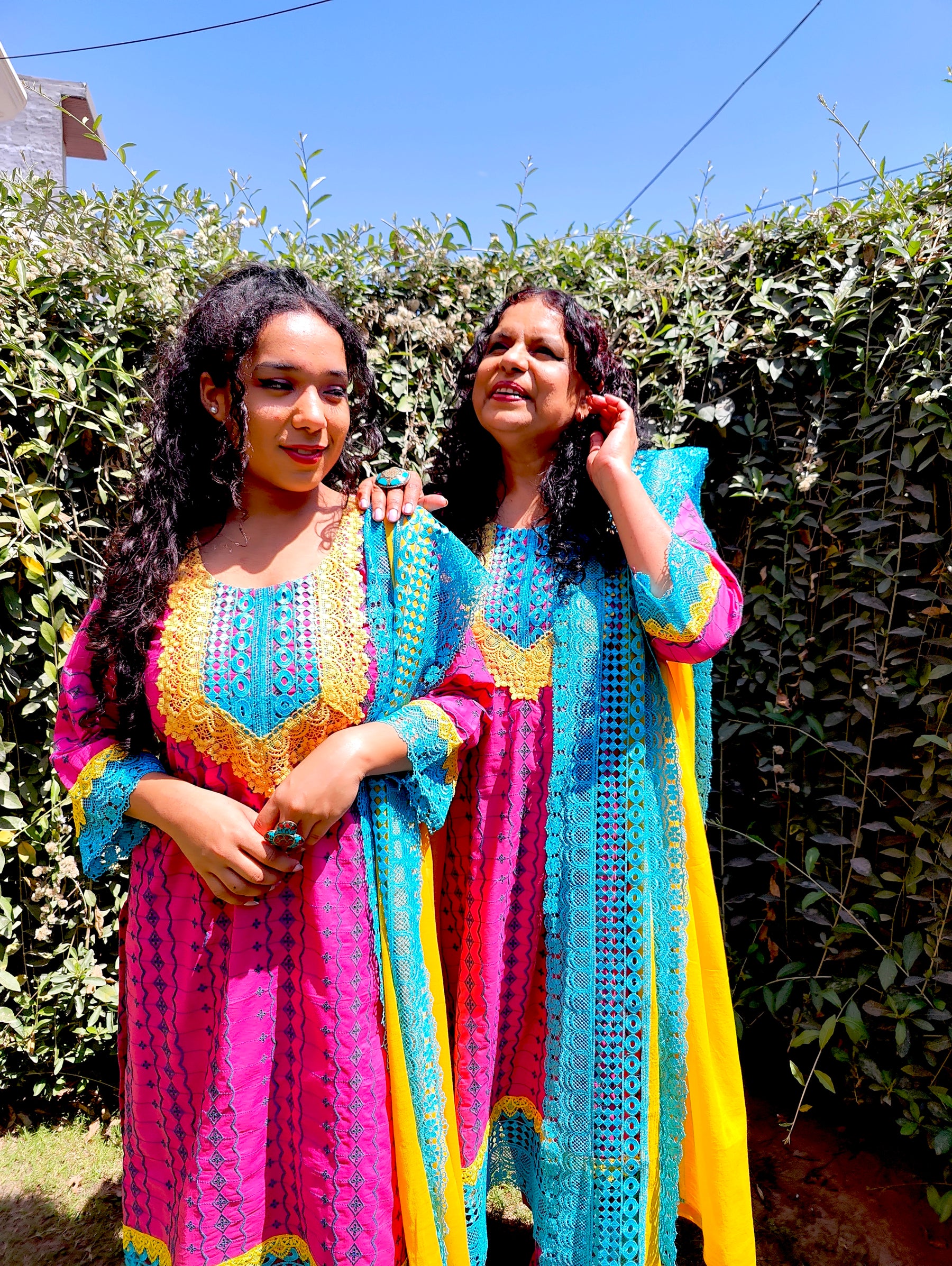 Magenta Embroidered Cotton Stitched Suit Set