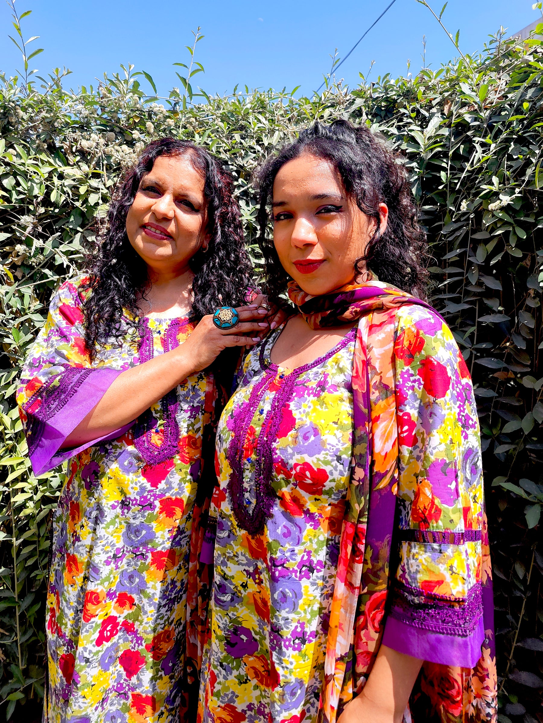 Purple Floral Handblock Cotton Stitched Suit Set