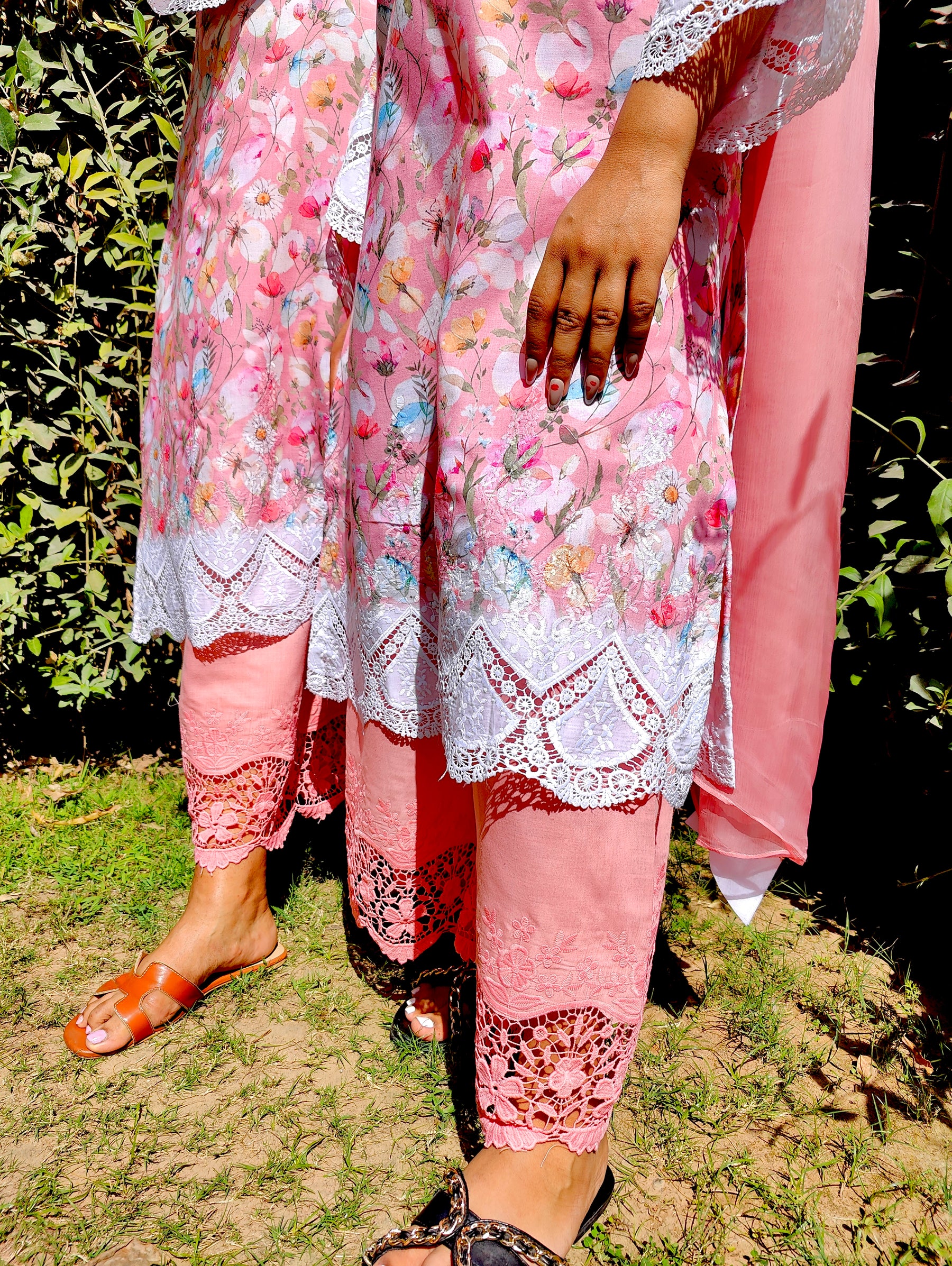 Pink Pakistani Digital Printed Embroidered Cotton Stitched Suit Set