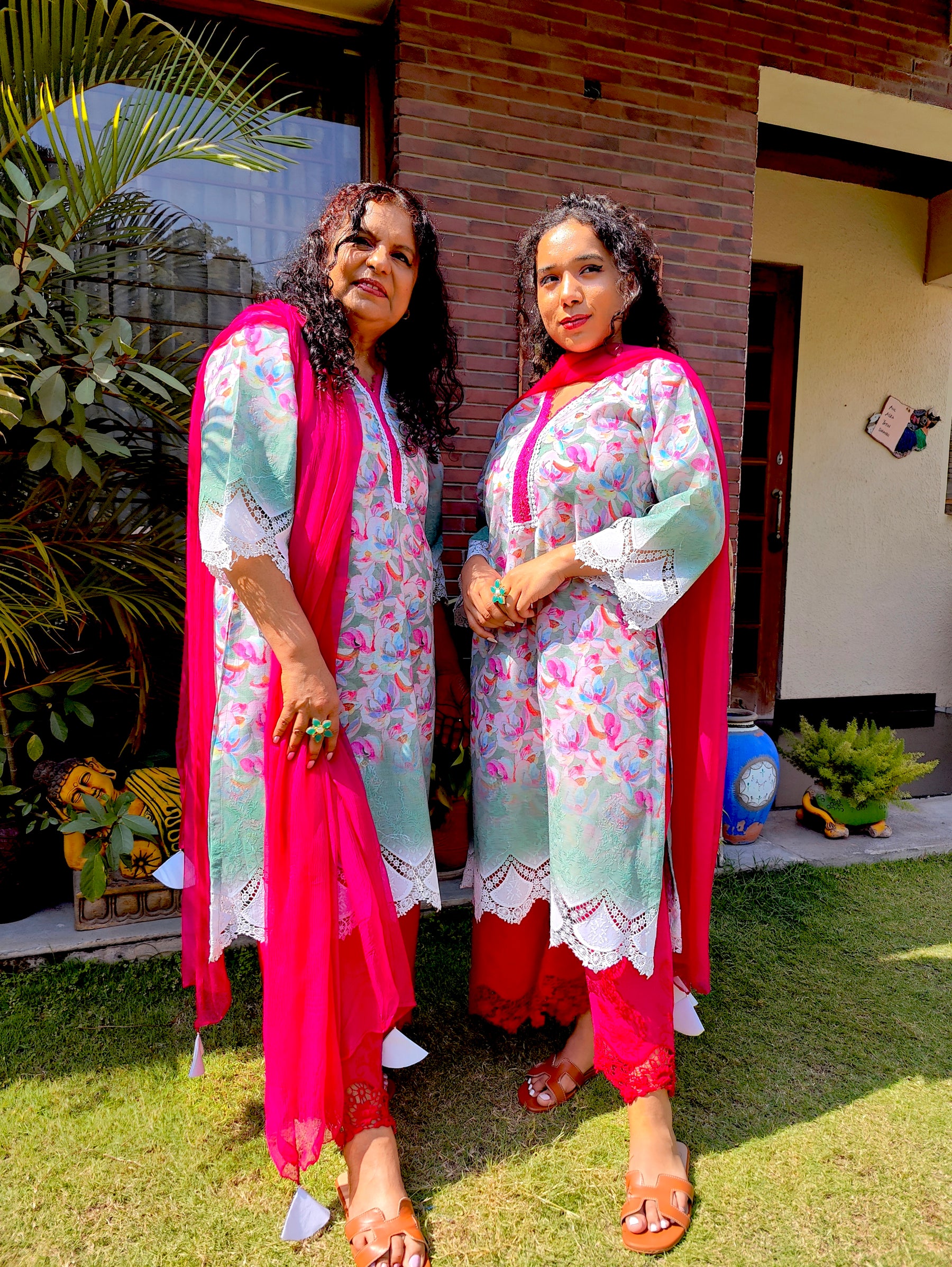 Green Pakistani Digital Printed Cotton Stitched Suit Set