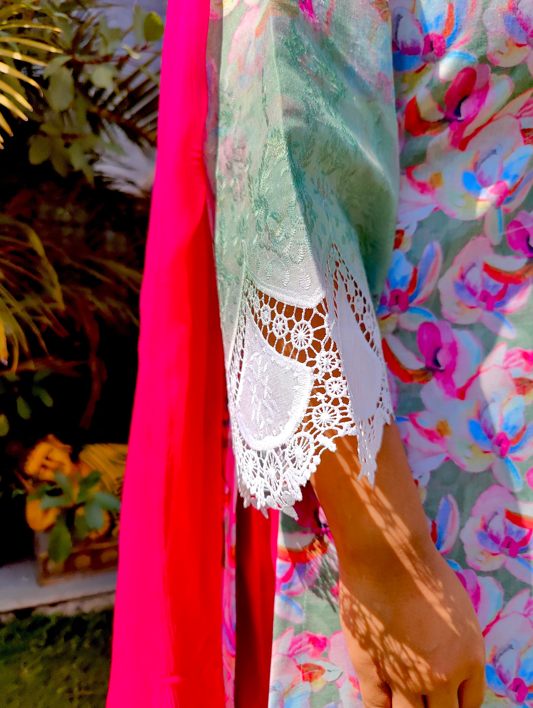 Green Pakistani Digital Printed Cotton Stitched Suit Set