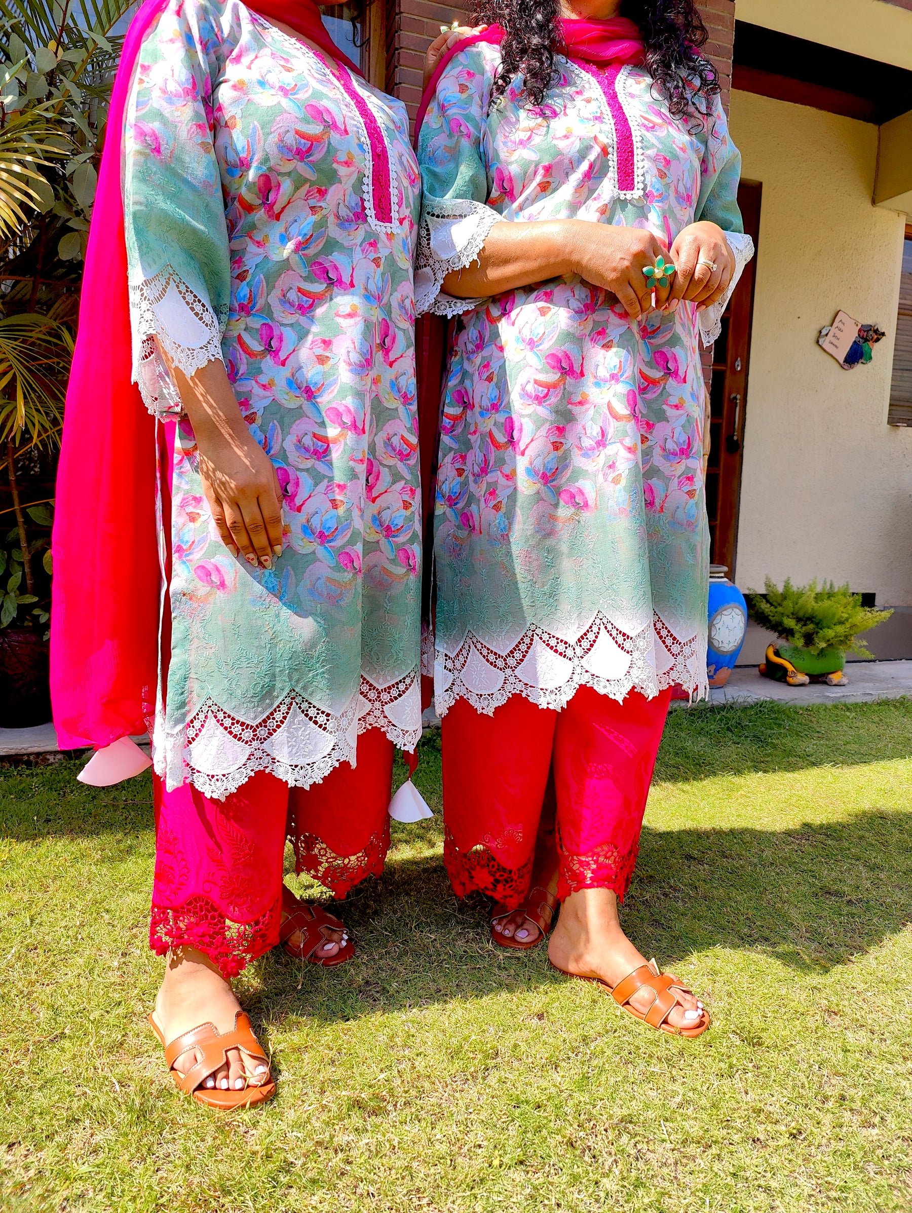 Green Pakistani Digital Printed Cotton Stitched Suit Set
