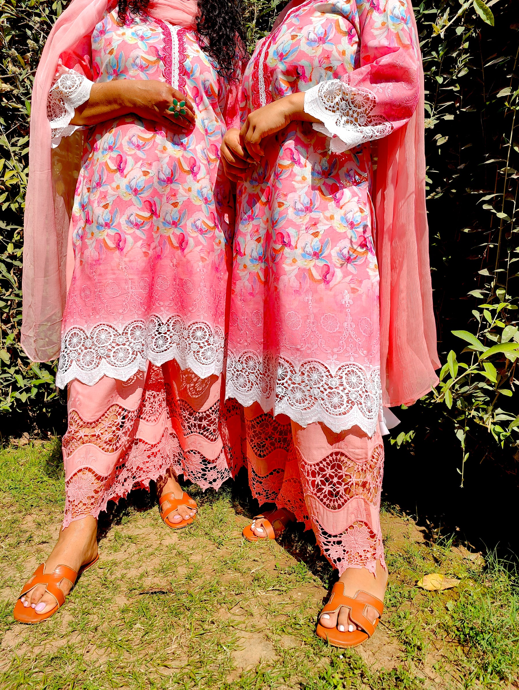 Multi Floral Pakistani Digital Printed Embroidered Cotton Stitched Suit Set
