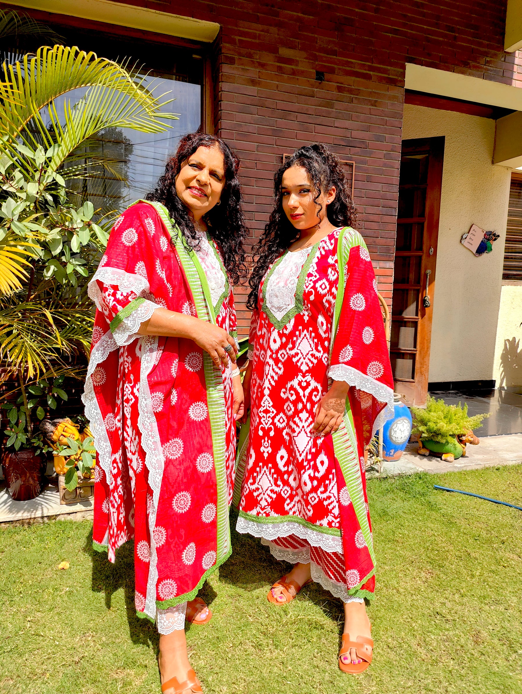 Red Digital Printed Cotton Stitched Suit Set