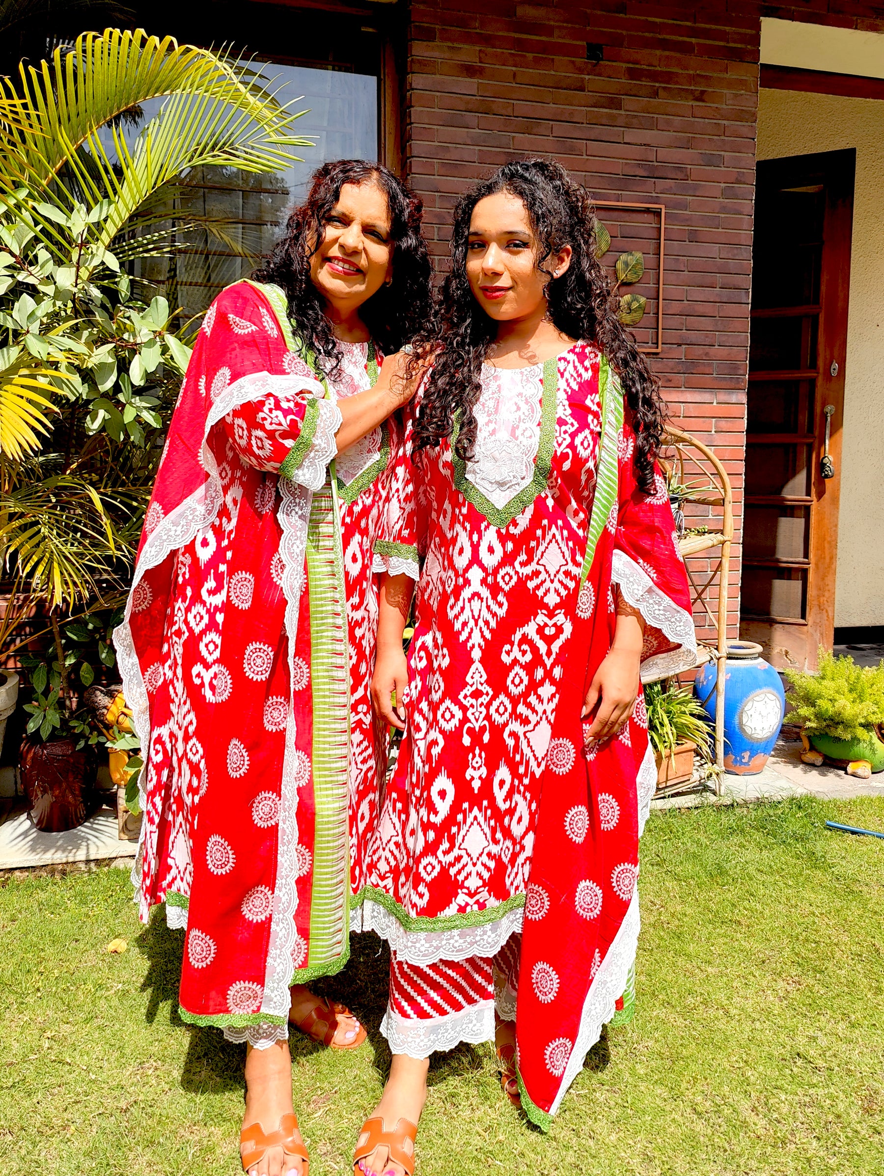 Red Digital Printed Cotton Stitched Suit Set