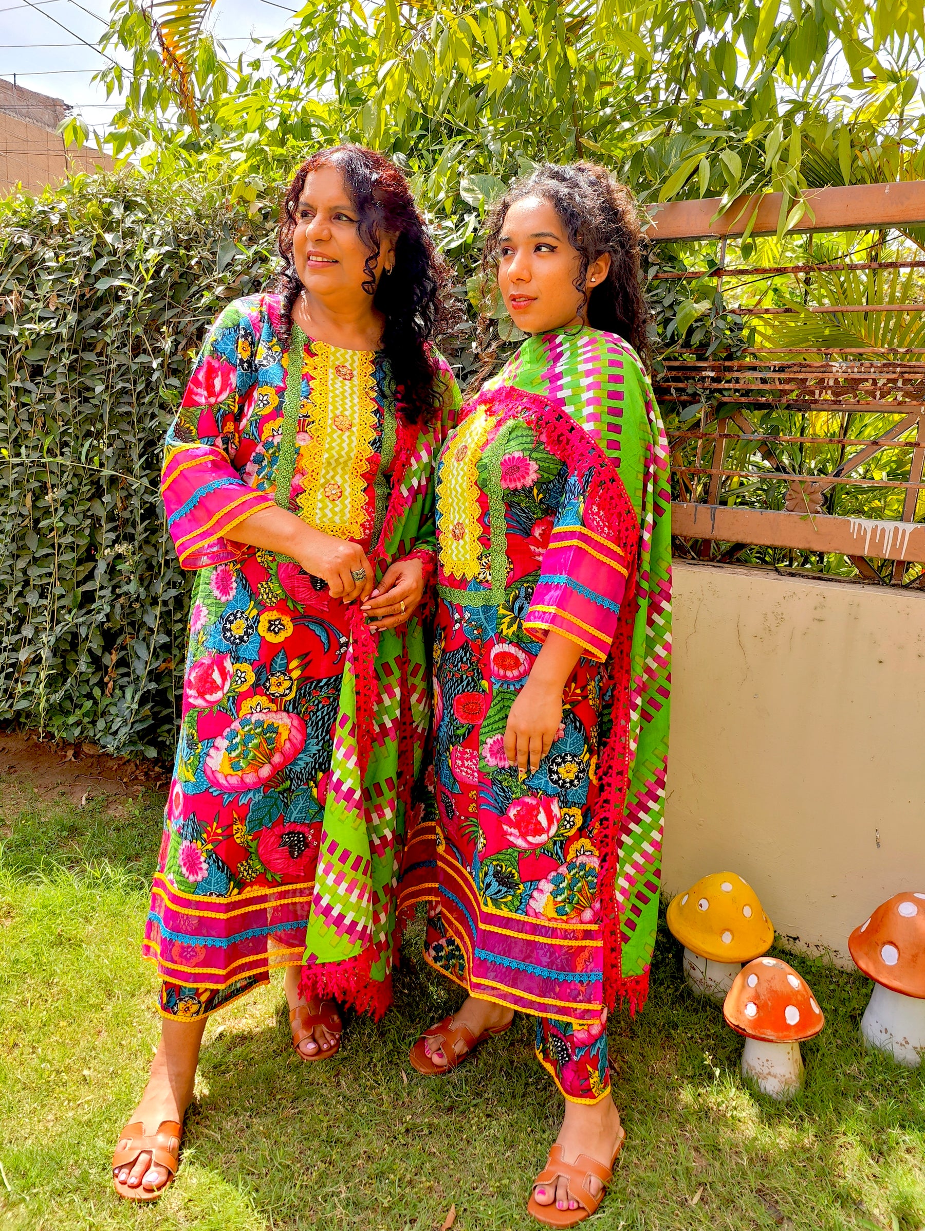 Multi Colour Digital Printed Cotton Stitched Suit Set