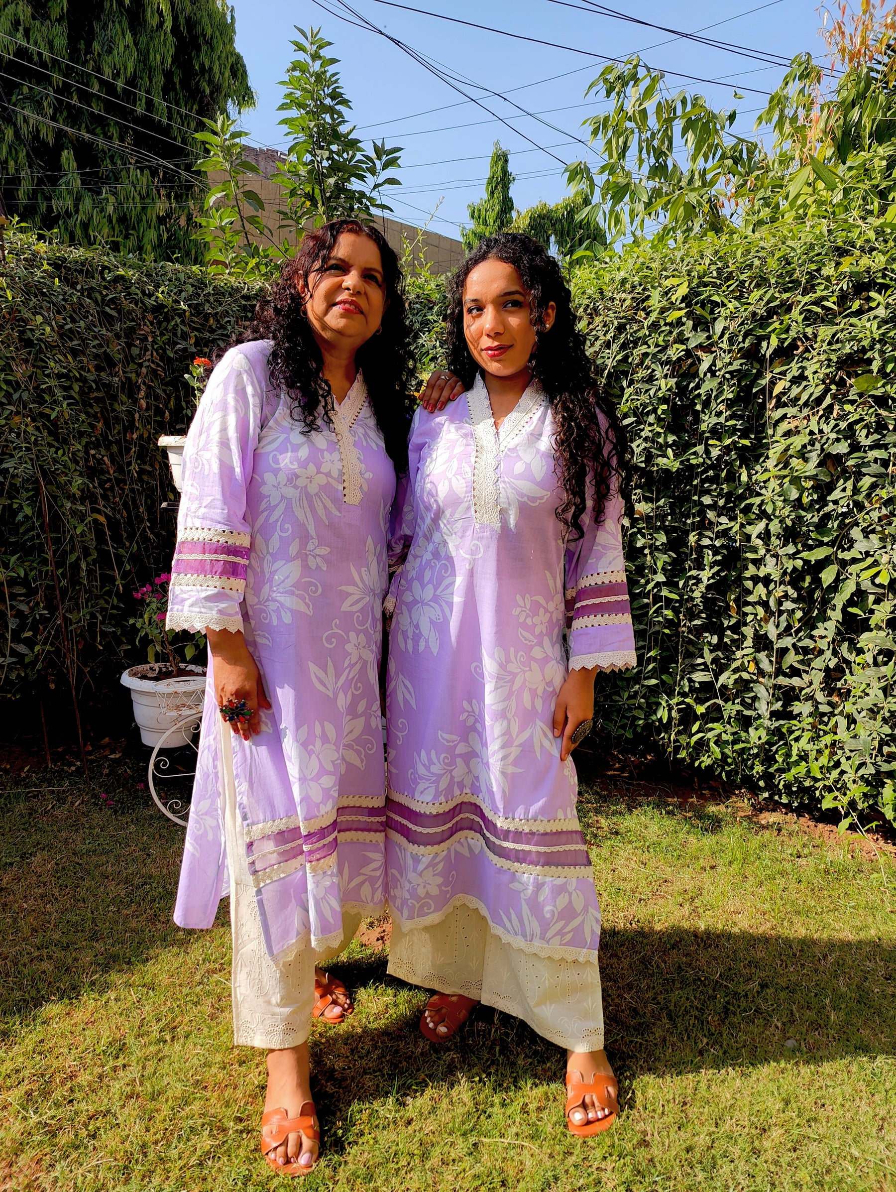 Purple Lilac Handblock Cotton Stitched Co-Ord Set
