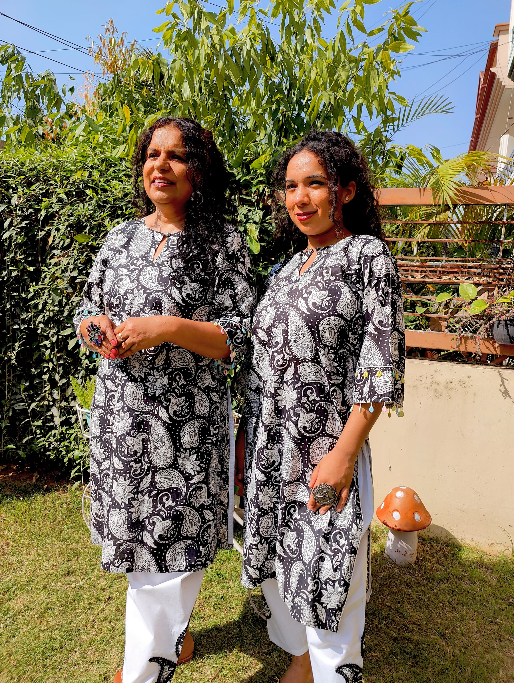 Black Paisley Digital Printed Cotton stitched Co-Ord Set
