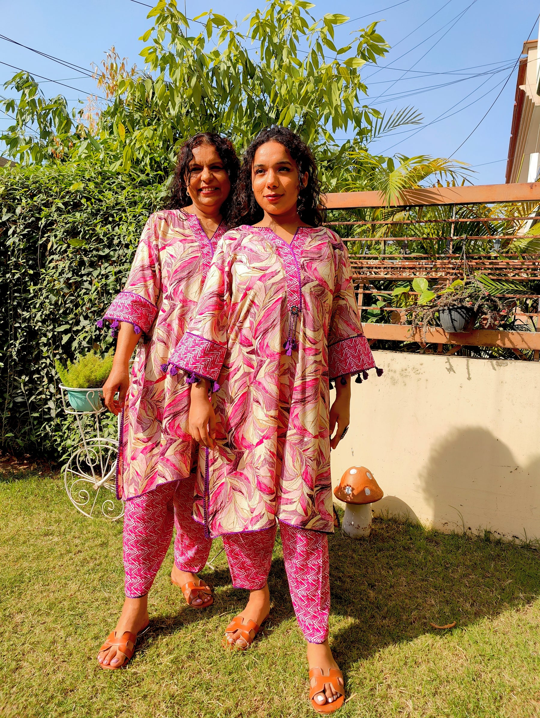 Purple Multi-coloured Cotton Stitched Co-Ord Set