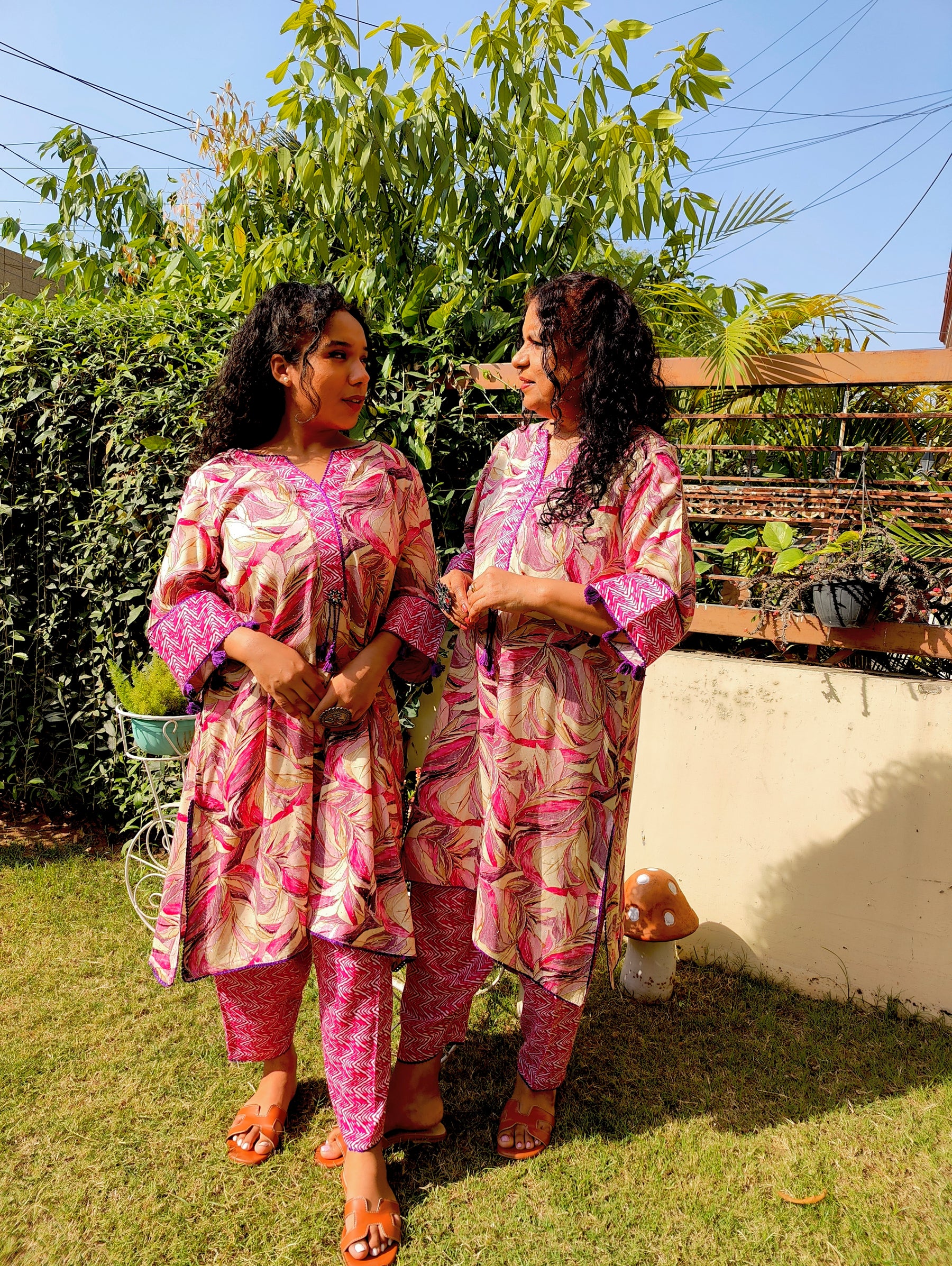 Purple Multi-coloured Cotton Stitched Co-Ord Set