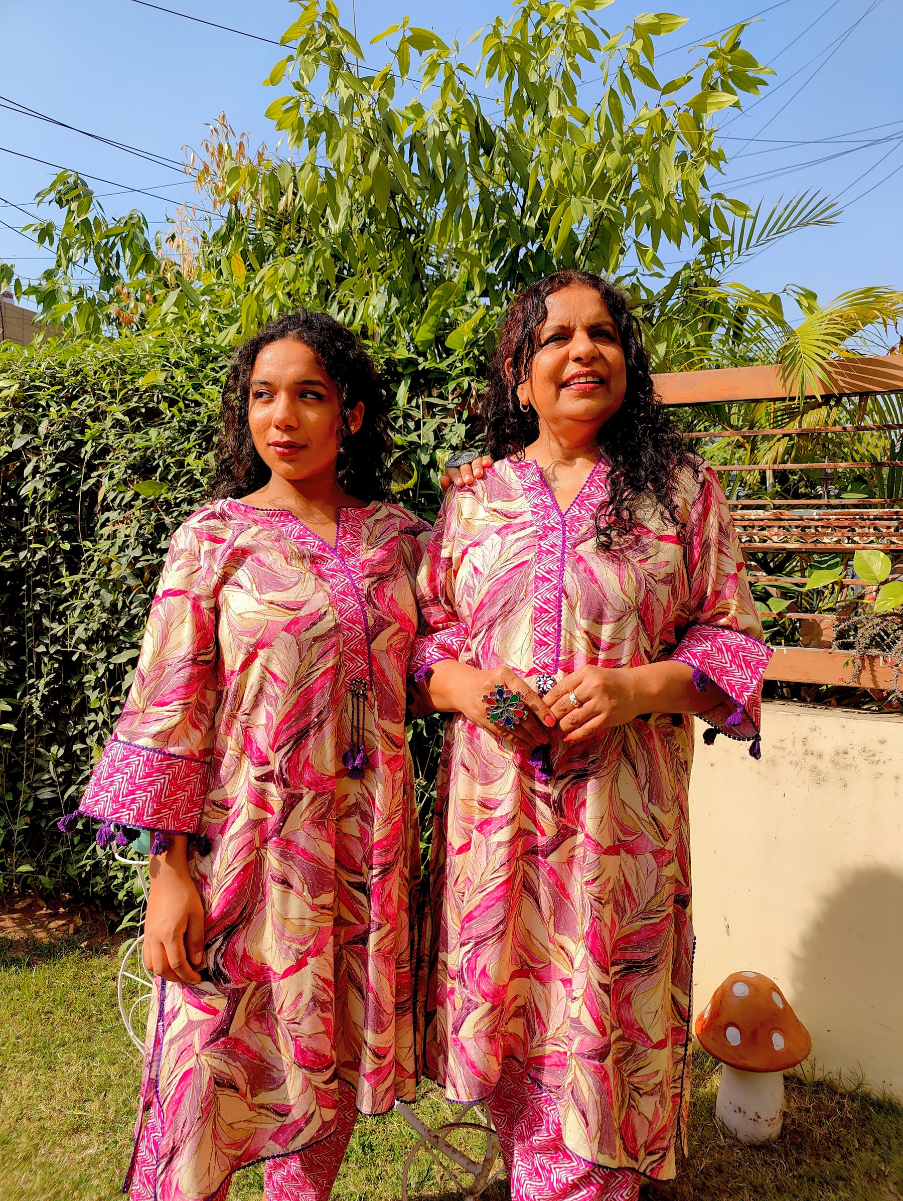 Purple Multi-coloured Cotton Stitched Co-Ord Set