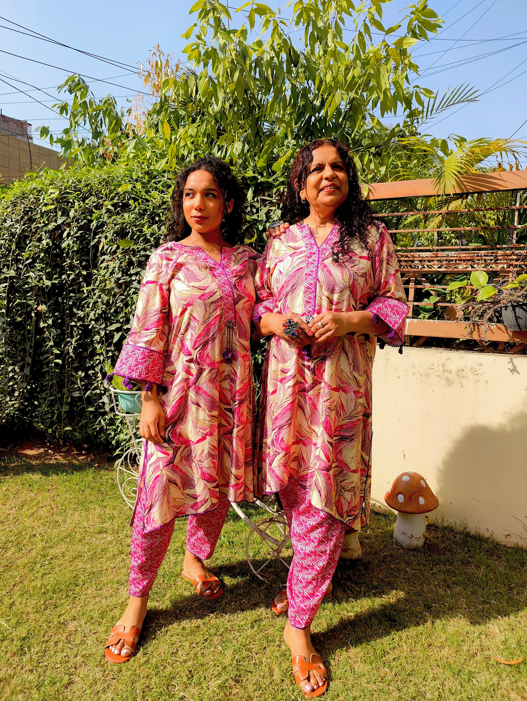 Purple Multi-coloured Cotton Stitched Co-Ord Set