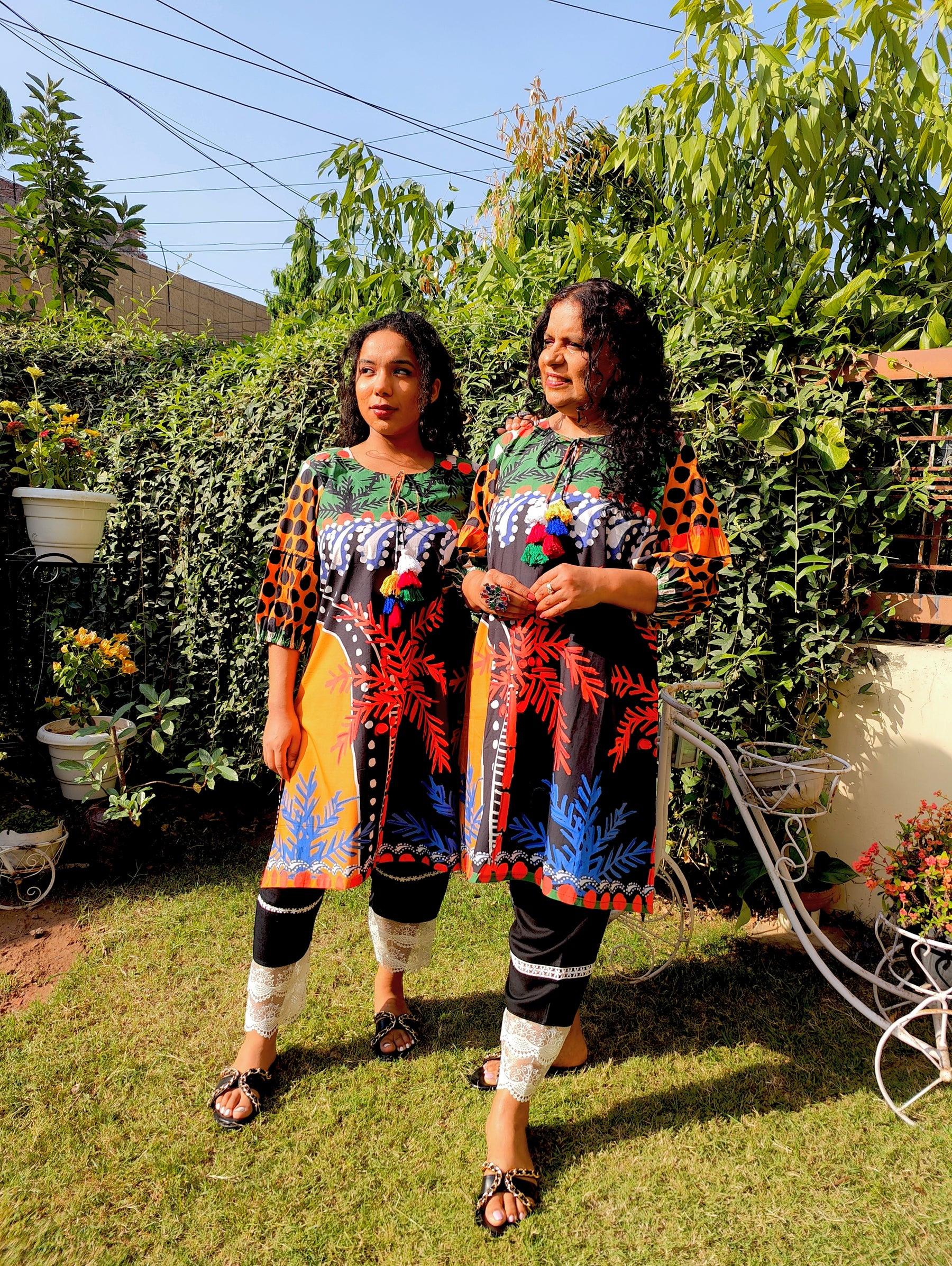 Multi-coloured Digital Printed Cotton Stitched Co-Ord Set