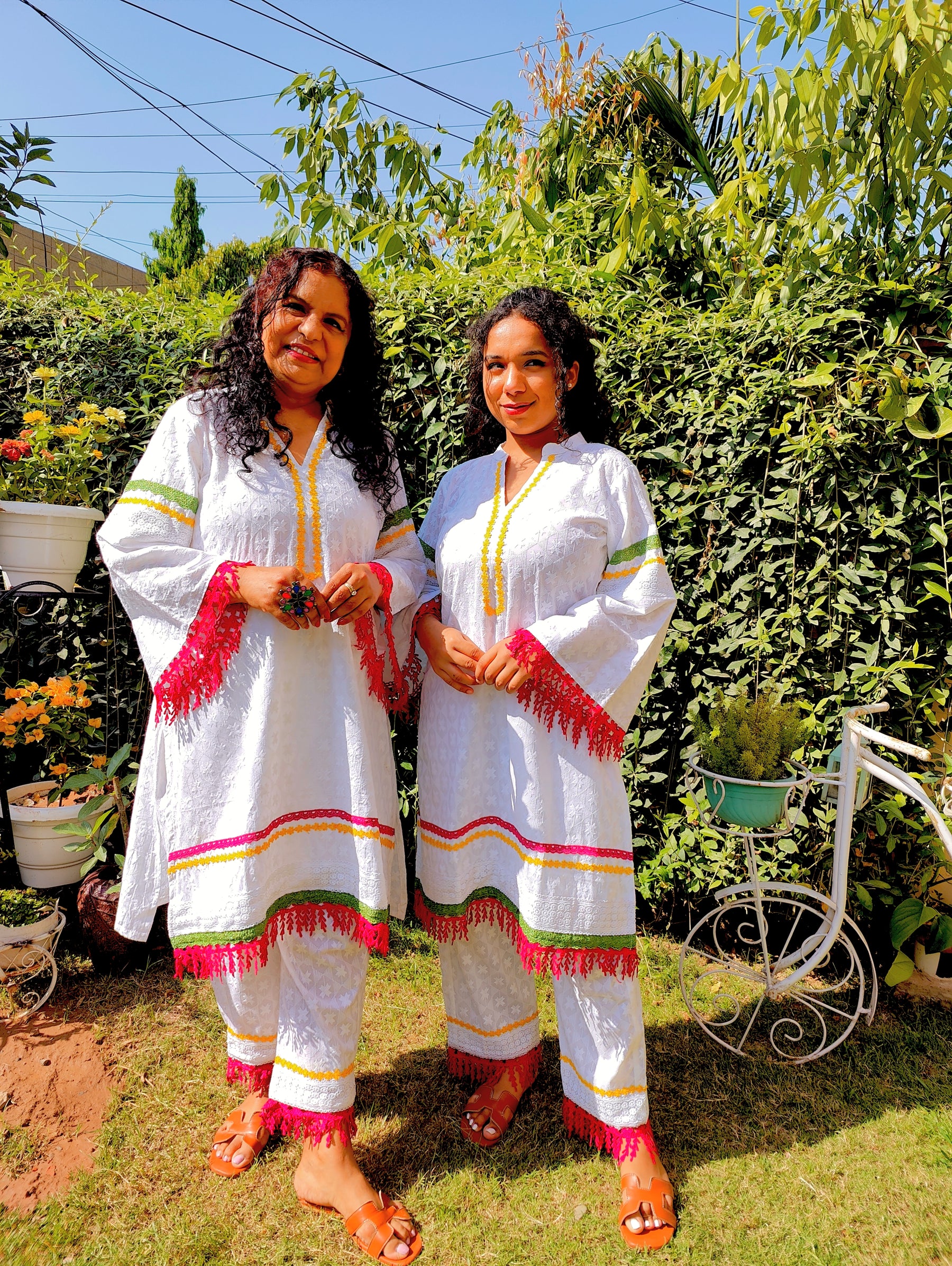 White Embroidered Lace Cotton Stitched Co-Ord Set