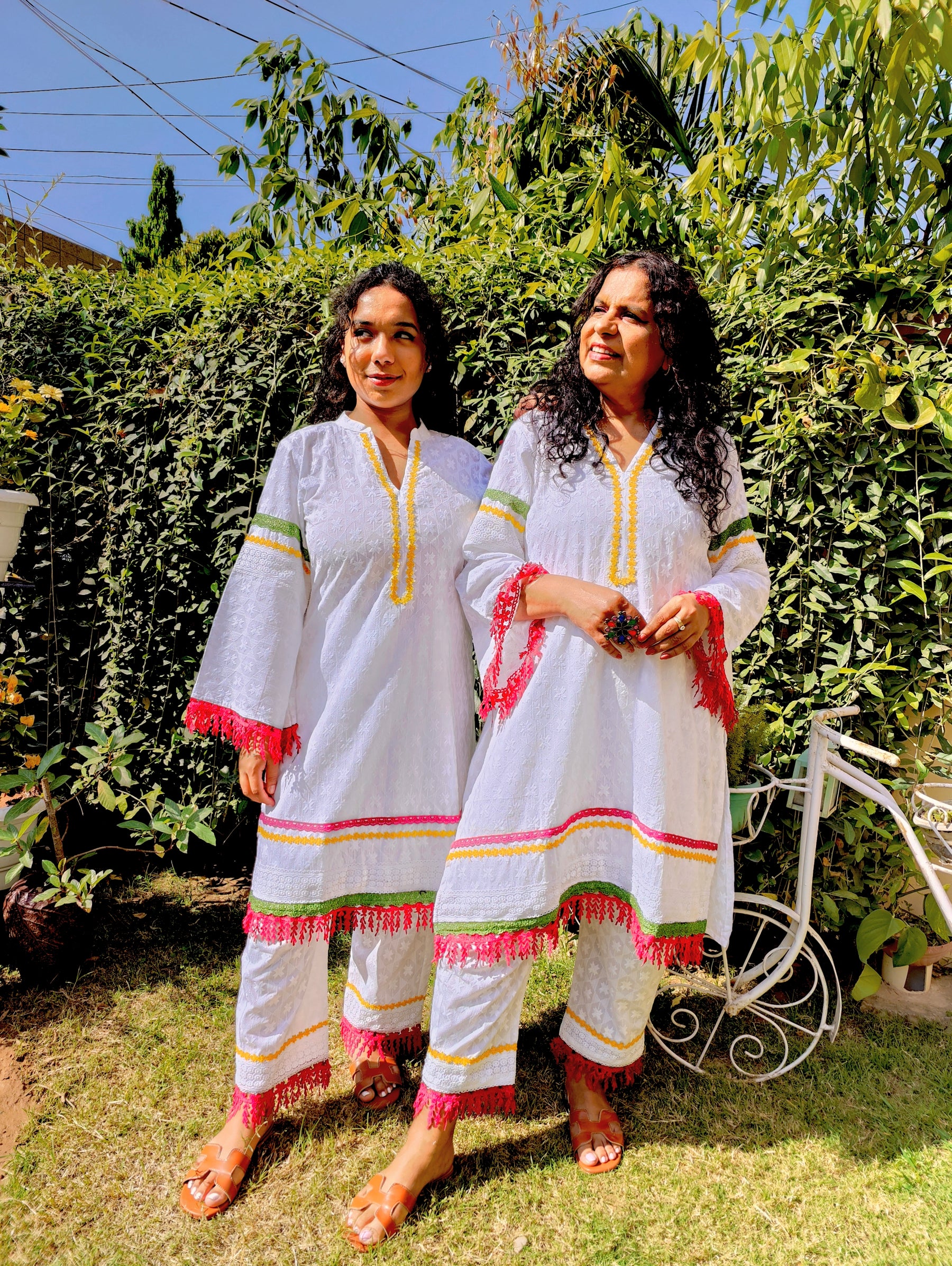 White Embroidered Lace Cotton Stitched Co-Ord Set