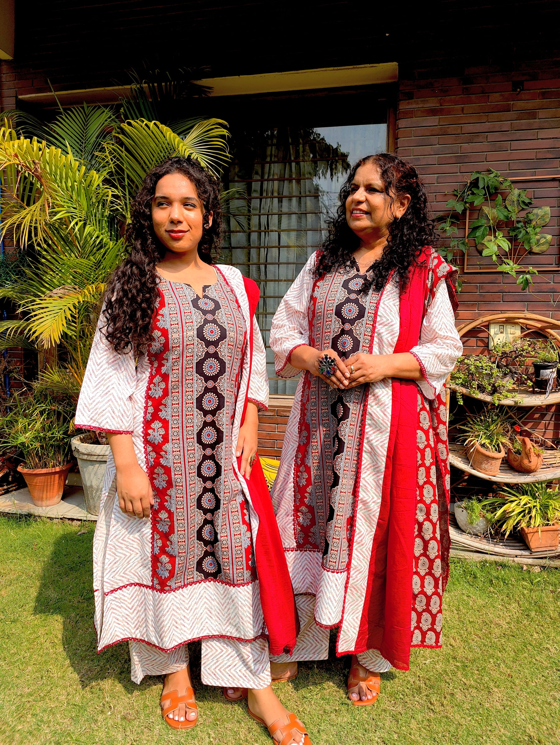 Maroon Ajrakh Cotton Stitched Suit Set