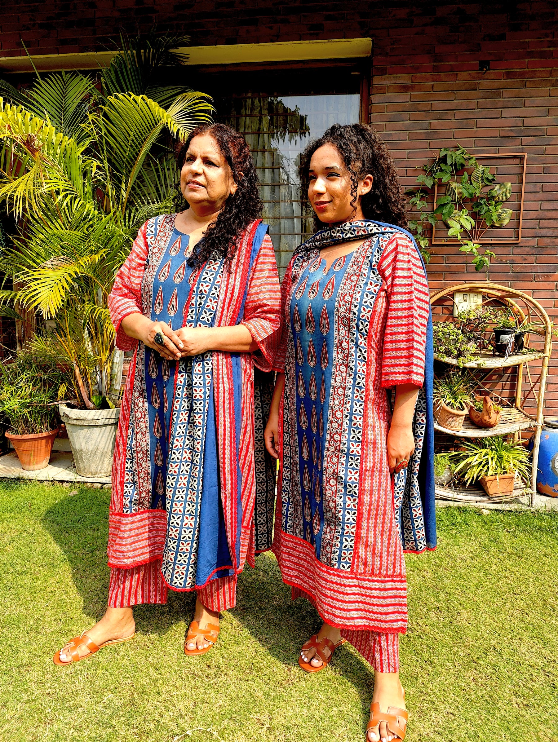 Blue Ajrakh Paisley Cotton Stitched Suit Set