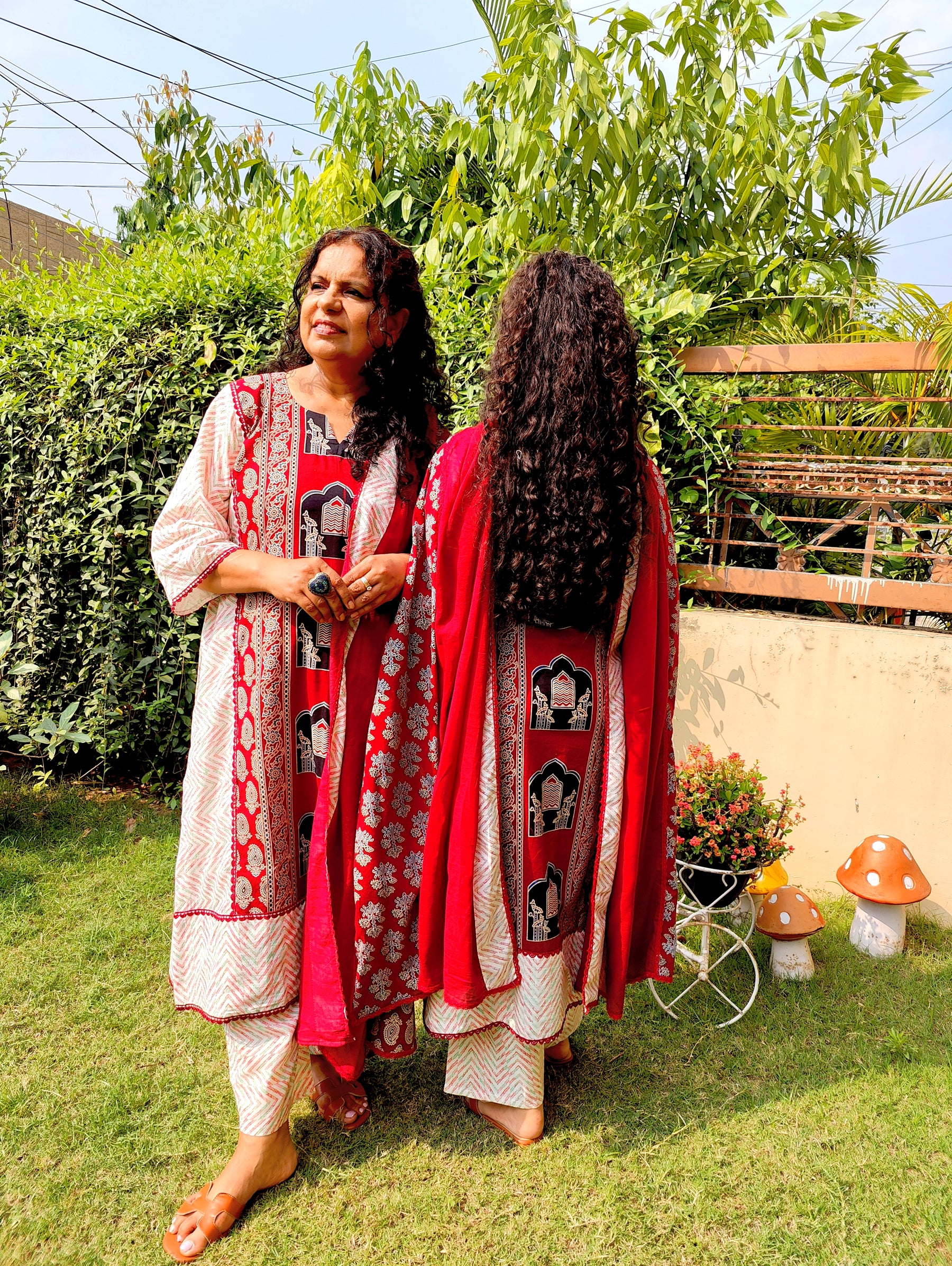 Maroon Ajrakh Cotton Stitched Suit Set