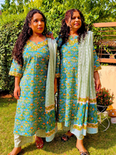 Green Cotton Handblock Stitched Suit Set