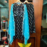 Black Ikat Mirror Cotton Stitched Suit Set