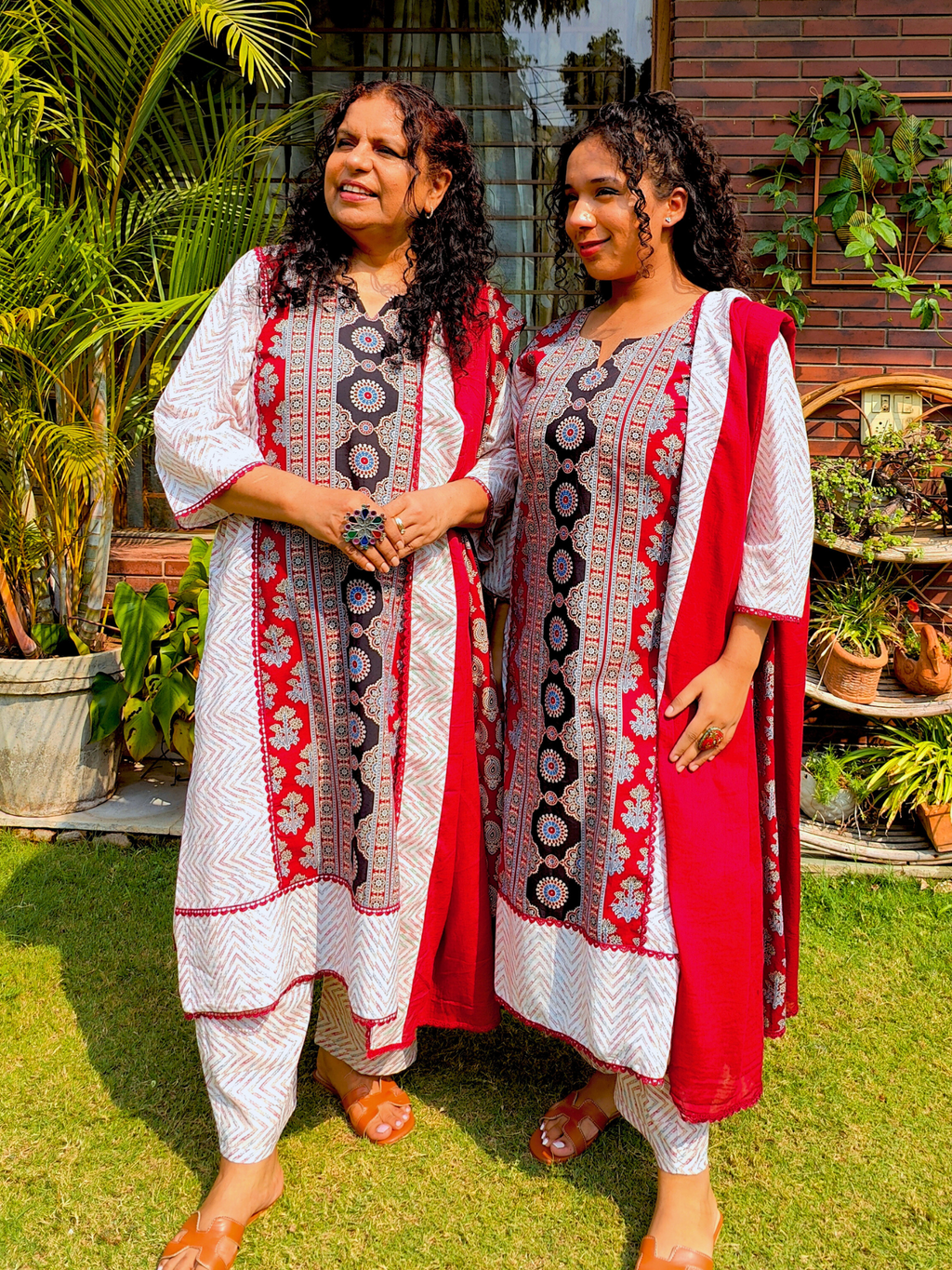 Maroon Ajrakh Cotton Stitched Suit Set