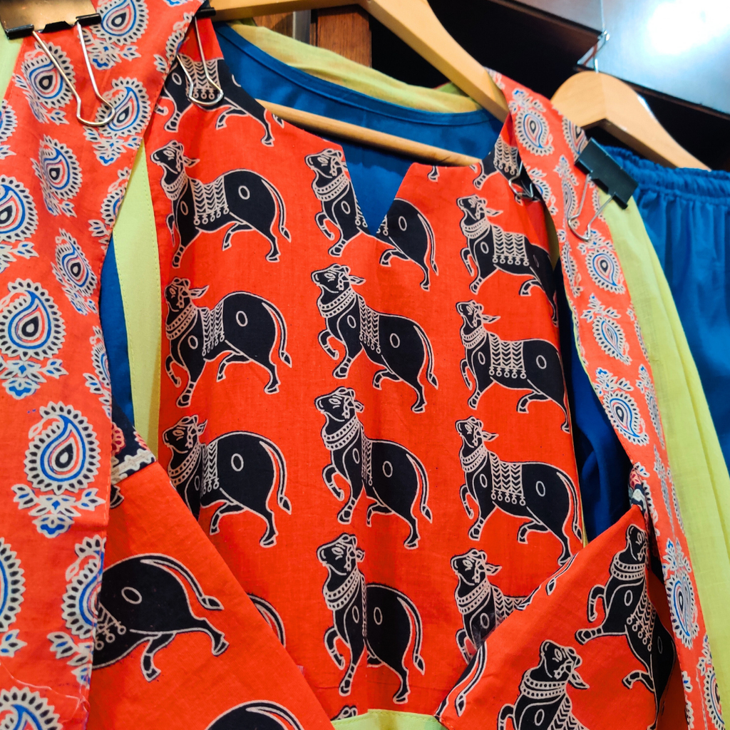 Blue Kalamkari Cotton Stitched Suit Set