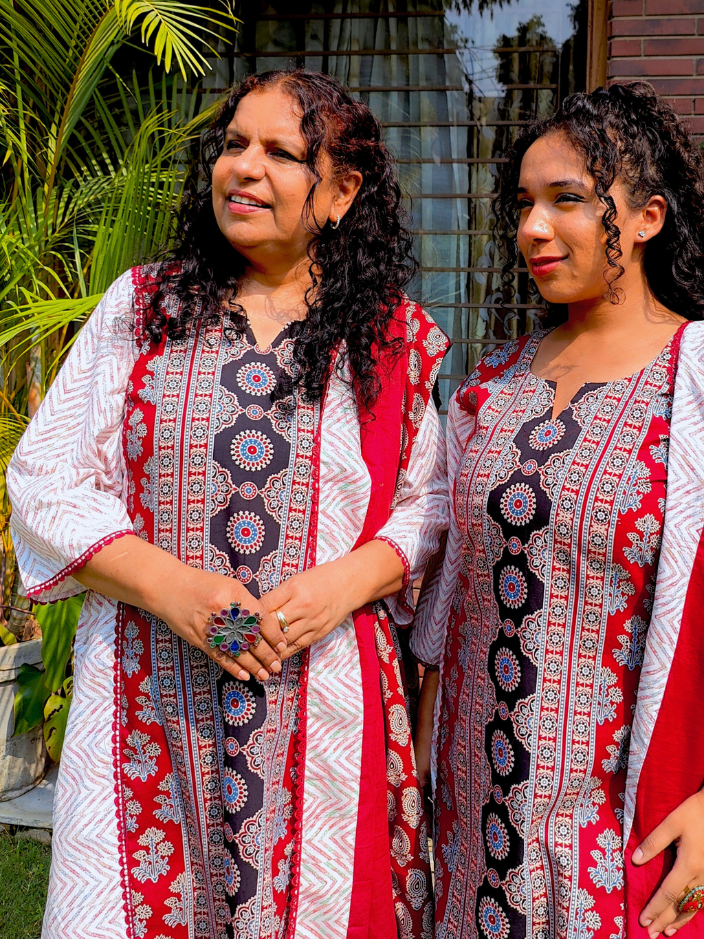 Maroon Ajrakh Cotton Stitched Suit Set