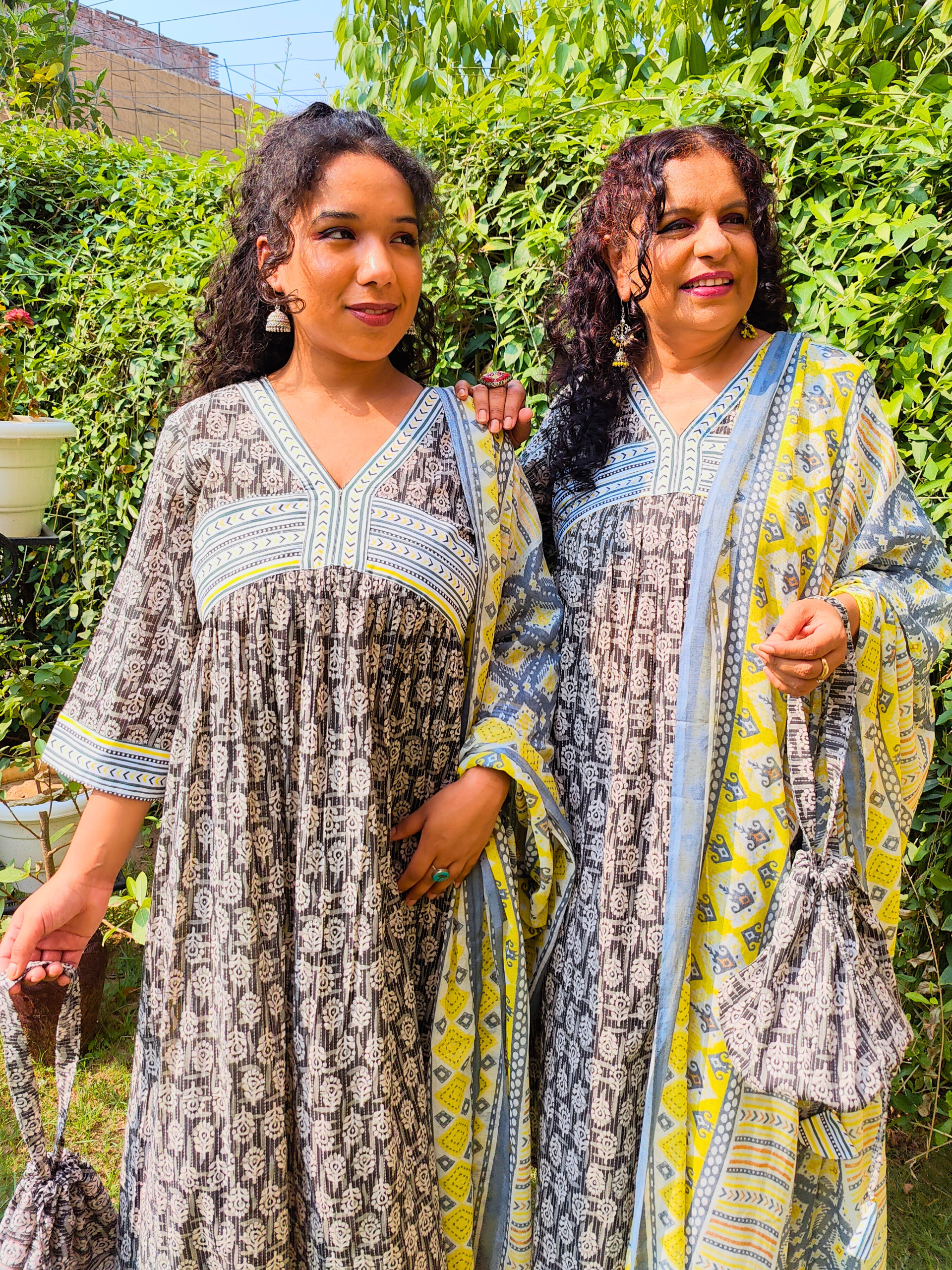 Black Digital Printed Anarkali Cotton Stitched Suit Set