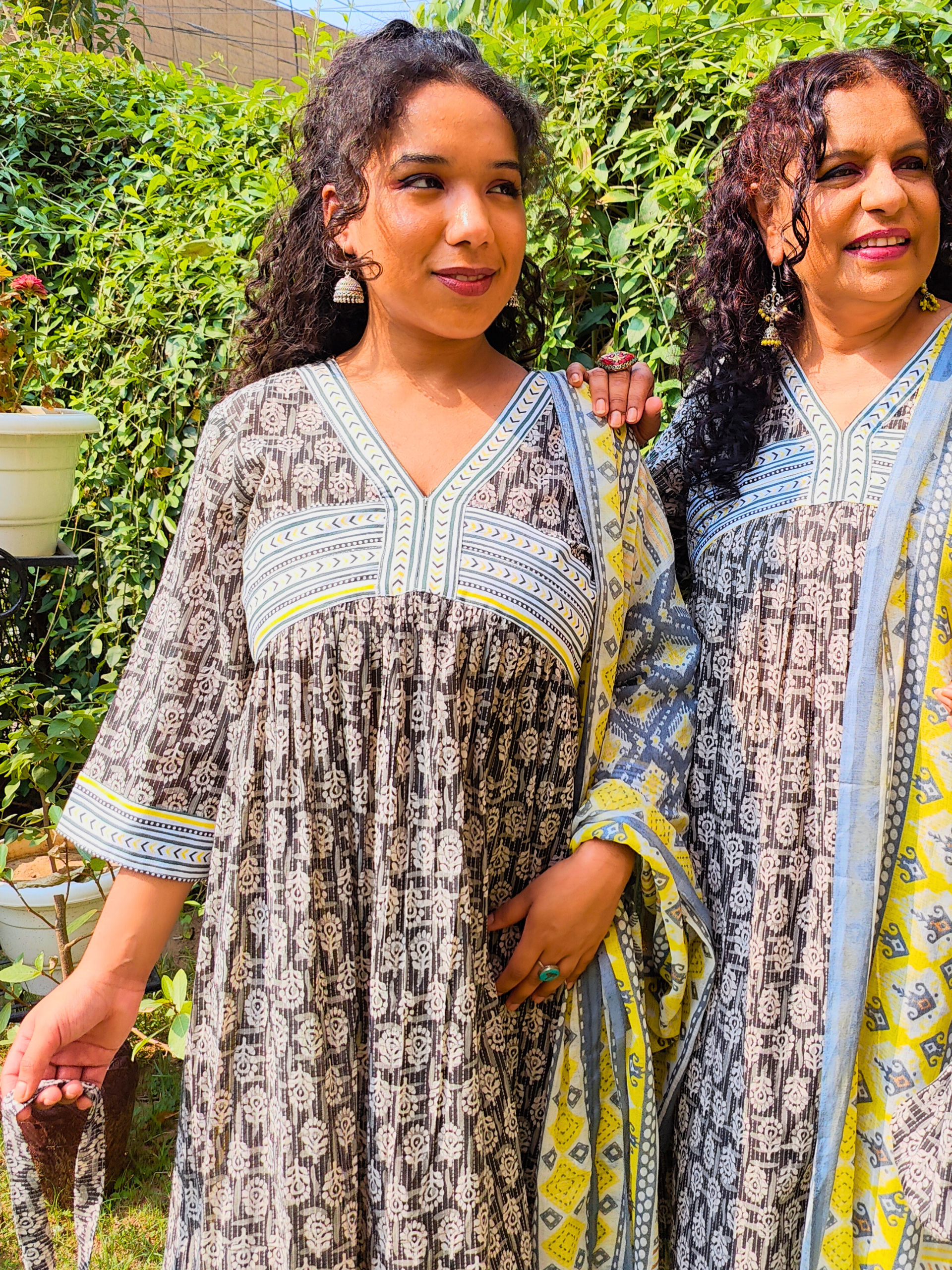 Black Digital Printed Anarkali Cotton Stitched Suit Set